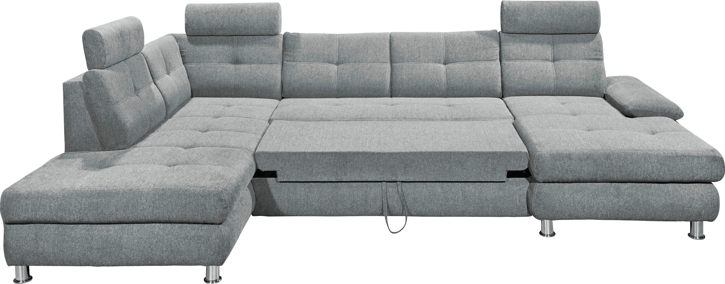 ED EXCITING DESIGN Wohnlandschaft »Alba U-Form«, mit Bettfunktion, Bettkasten, Armteilverstellung & Kopfstützen