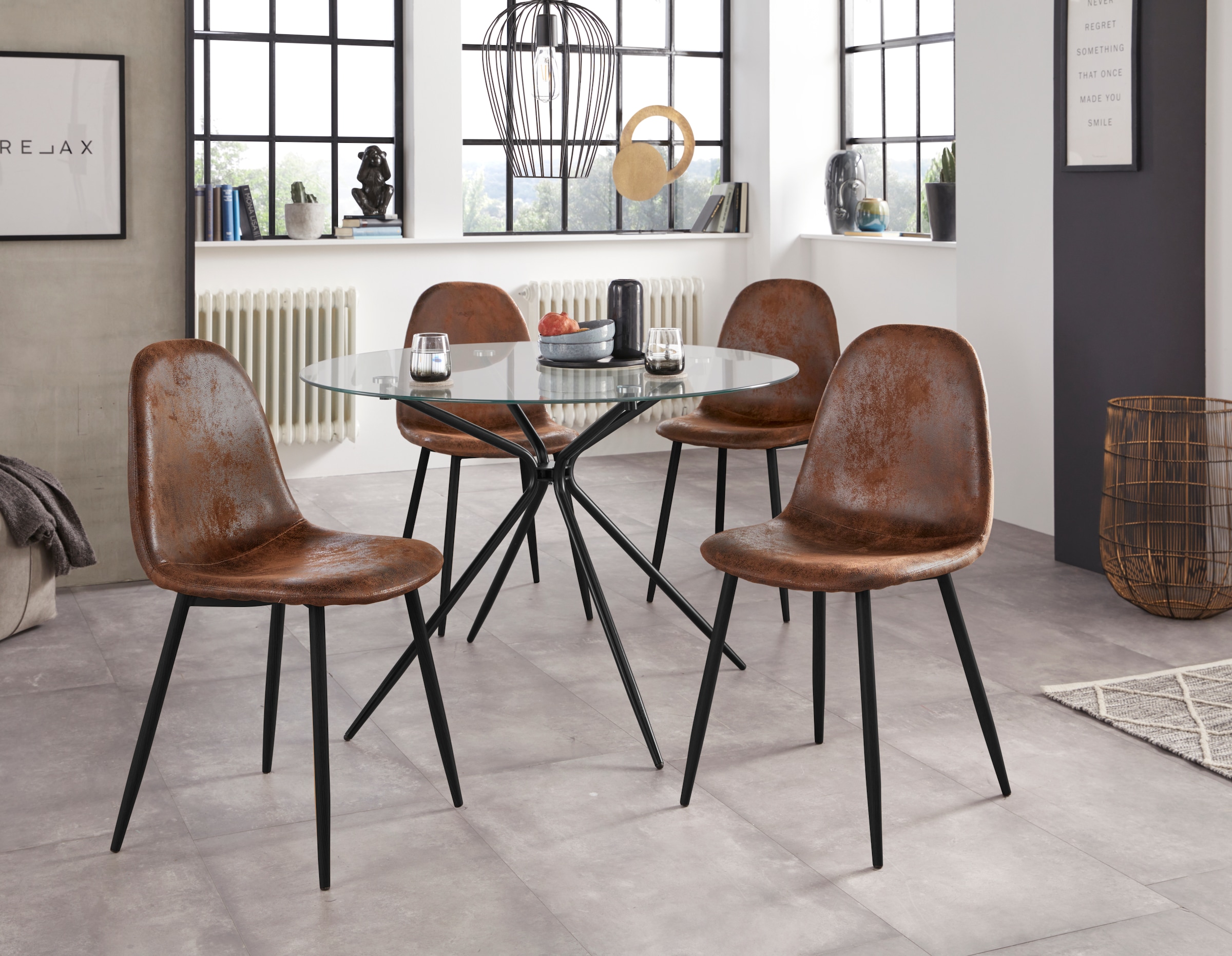 INOSIGN Glastisch »Silvi, TOPSELLER!«, (Esstisch, Glastisch), rund, Ø 110 cm, schwarzes Metallgestell