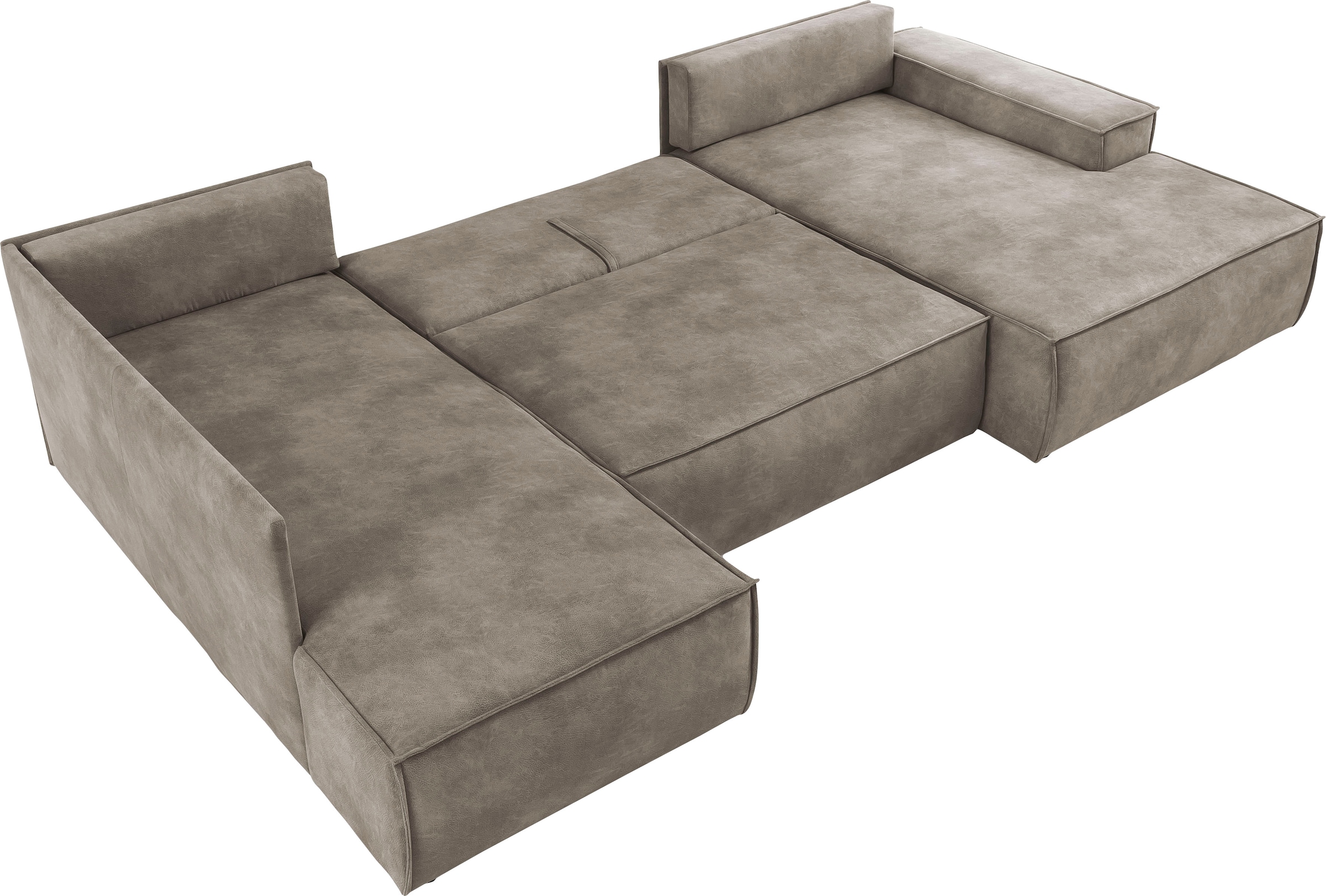 Home affaire Wohnlandschaft »SHERWOOD 329 cm, U-Form, Schlafsofa,«, Schlaffunktion m. Bettkasten (194x139 cm), Cord, Vintage, Samtvelours