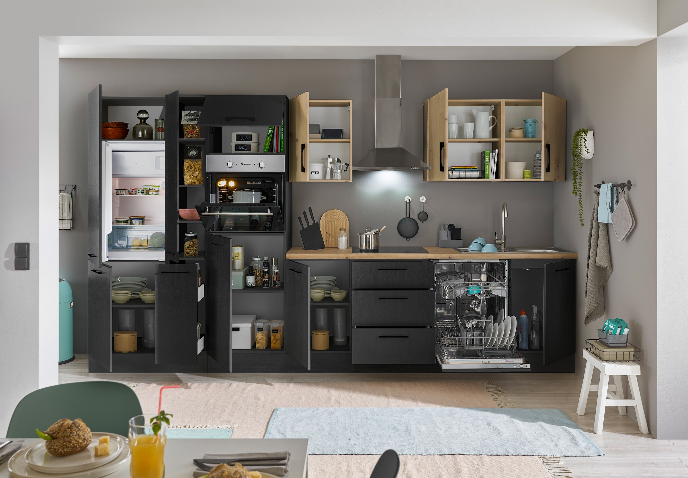 BASIC by Balculina Küchenzeile »Turin«, Breite 370 cm, wahlweise mit E-Geräten