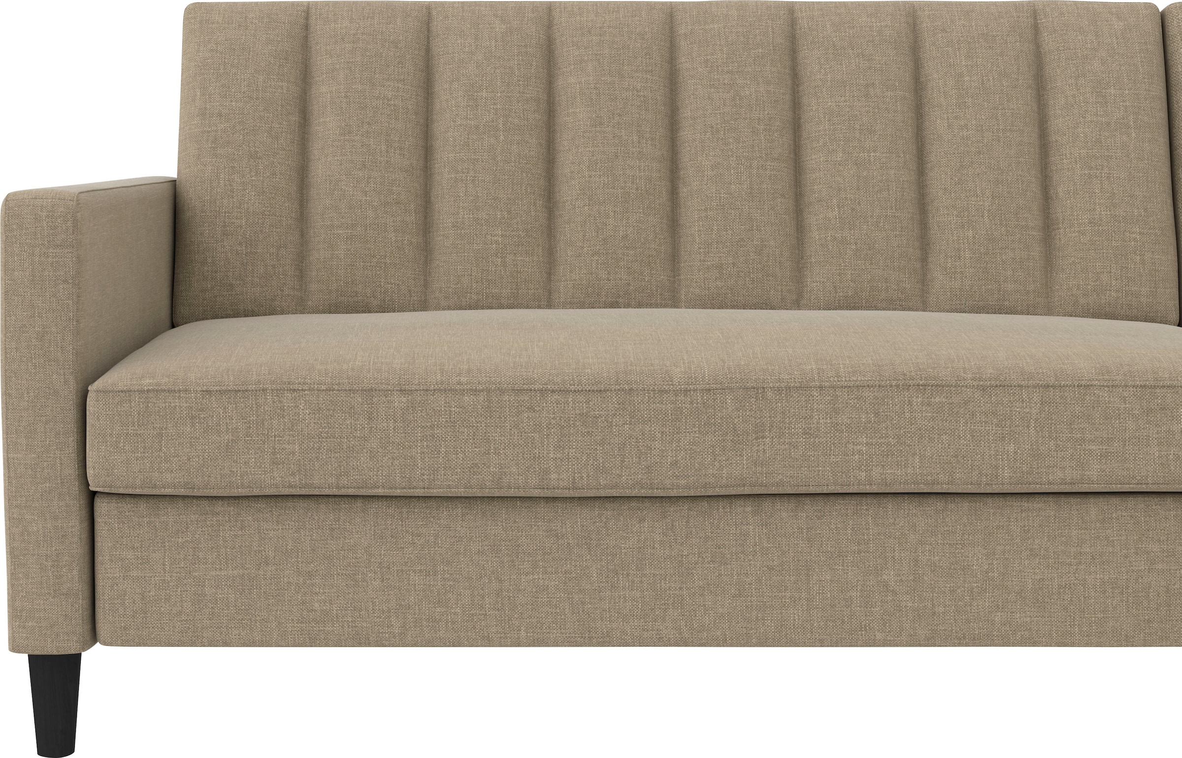 Dorel Home Ecksofa mit Schlafffunktion, Recamiere mit Stauraum beidseitig montierbar, Rückenlehne 2-teilig und 3-fach verstellbar