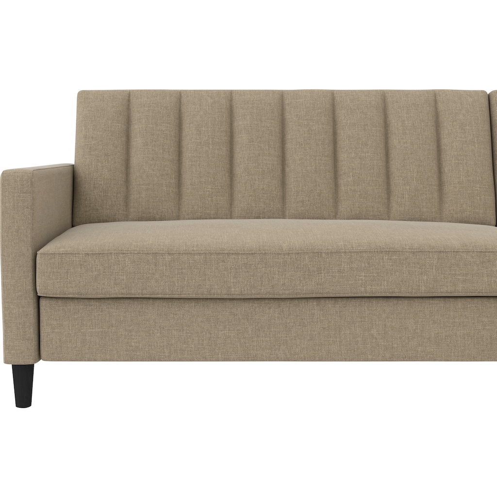 Dorel Home Ecksofa mit Schlafffunktion, Recamiere mit Stauraum beidseitig montierbar, Rückenlehne 2-teilig und 3-fach verstellbar