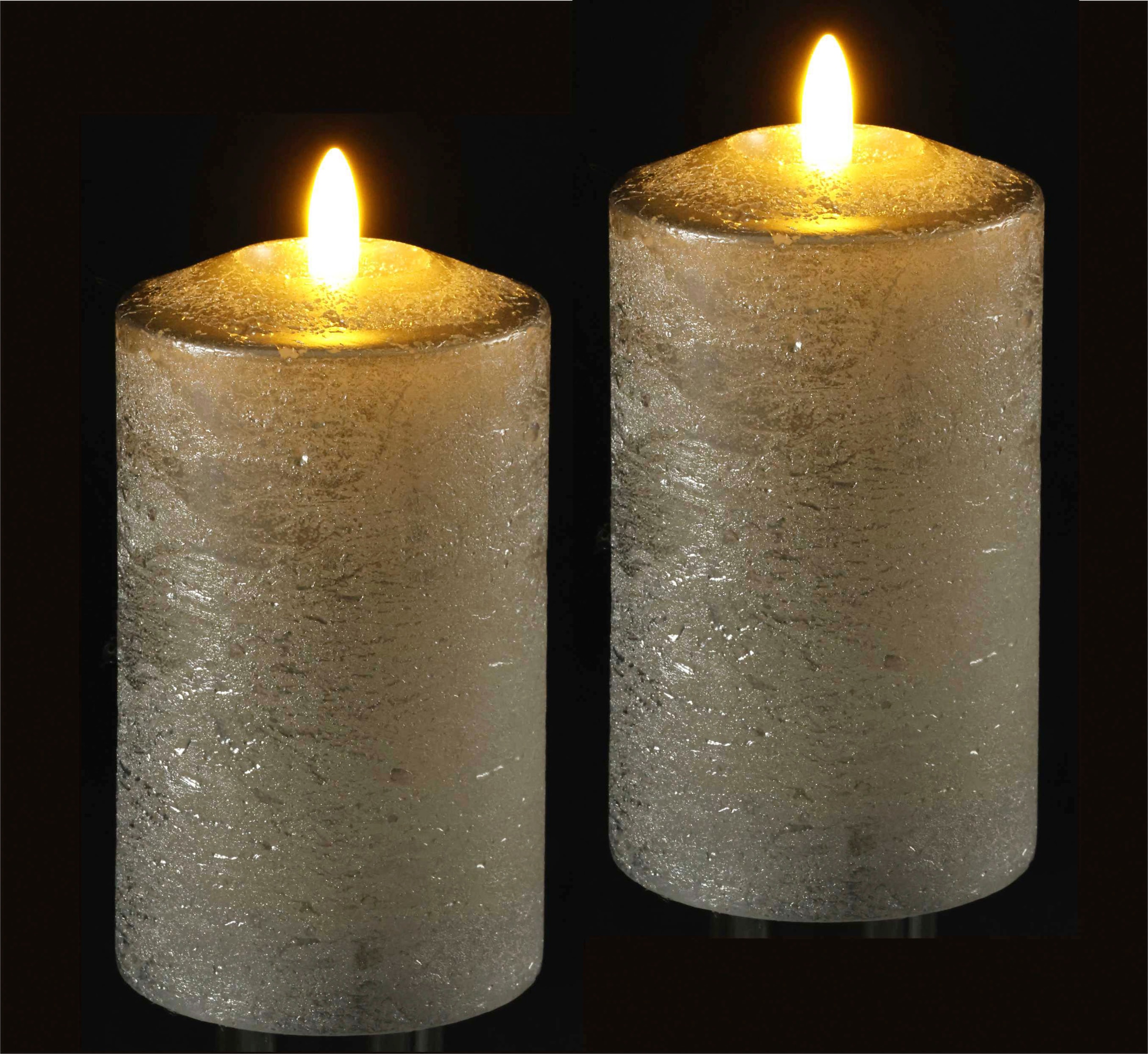 I.GE.A. LED-Kerze »Batteriebetriebene LED-Kerzen aus Echtwachs, Höhe ca. 12,5 cm« warmweißes Stimmungslicht, Stumpenkerze für den Adventskranz