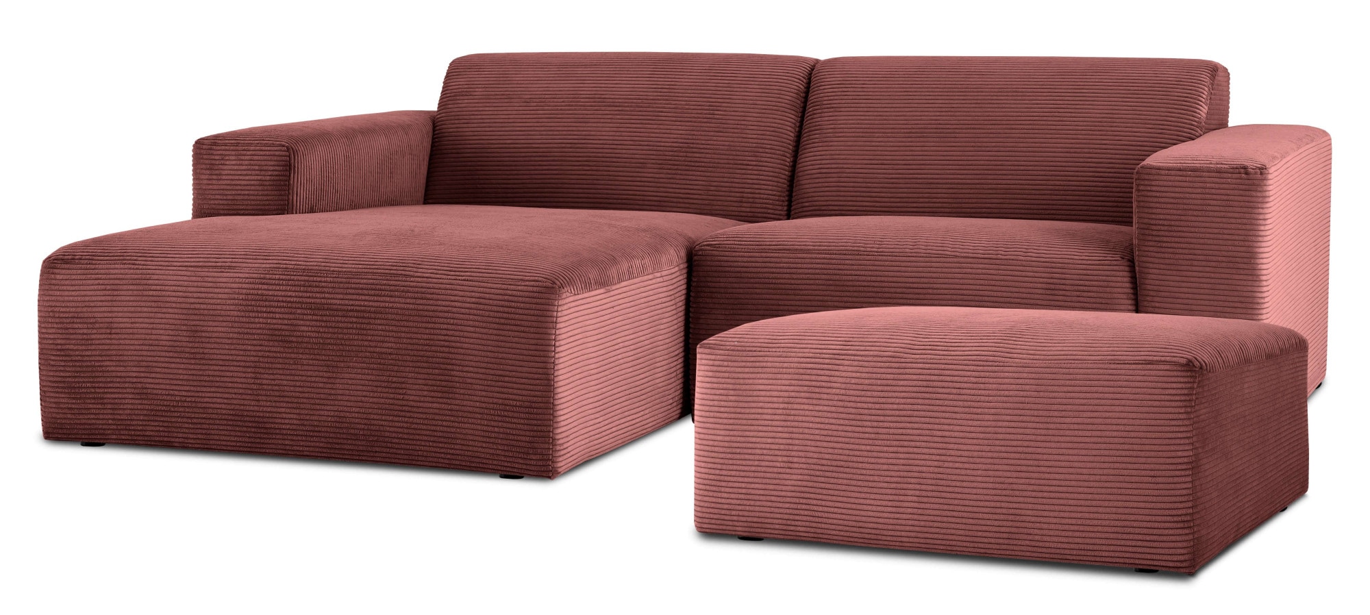 INOSIGN Ecksofa »Koa,228cm, L-Form, Modulsofa, Webstoff, Cord«, Designsofa, Set, Hocker inklusive, weicher Lounge-Sitzkomfort