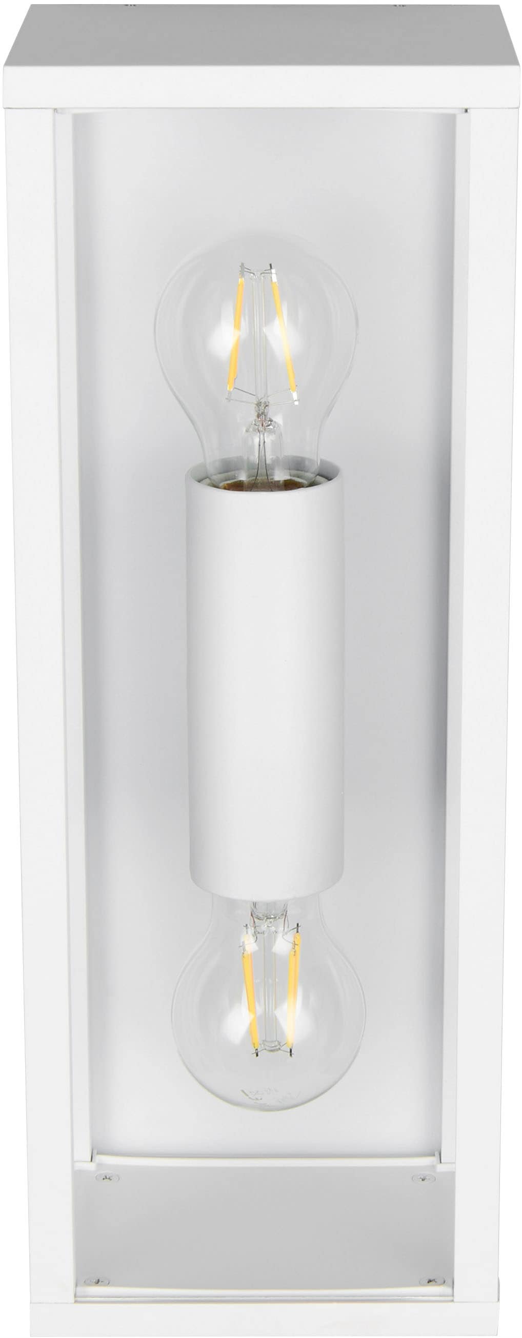 TRIO Leuchten Außen-Wandleuchte »GARONNE, Fassadenbeleuchtung, Wandlampe exkl 2x E27 max 10W, IP44«, 2 flammig, Leuchtmittel E27 | Leuchtmittel wechselbar, Wandleuchte Garten Terrasse, mit Glasschirm Höhe 38cm Breite 14cm