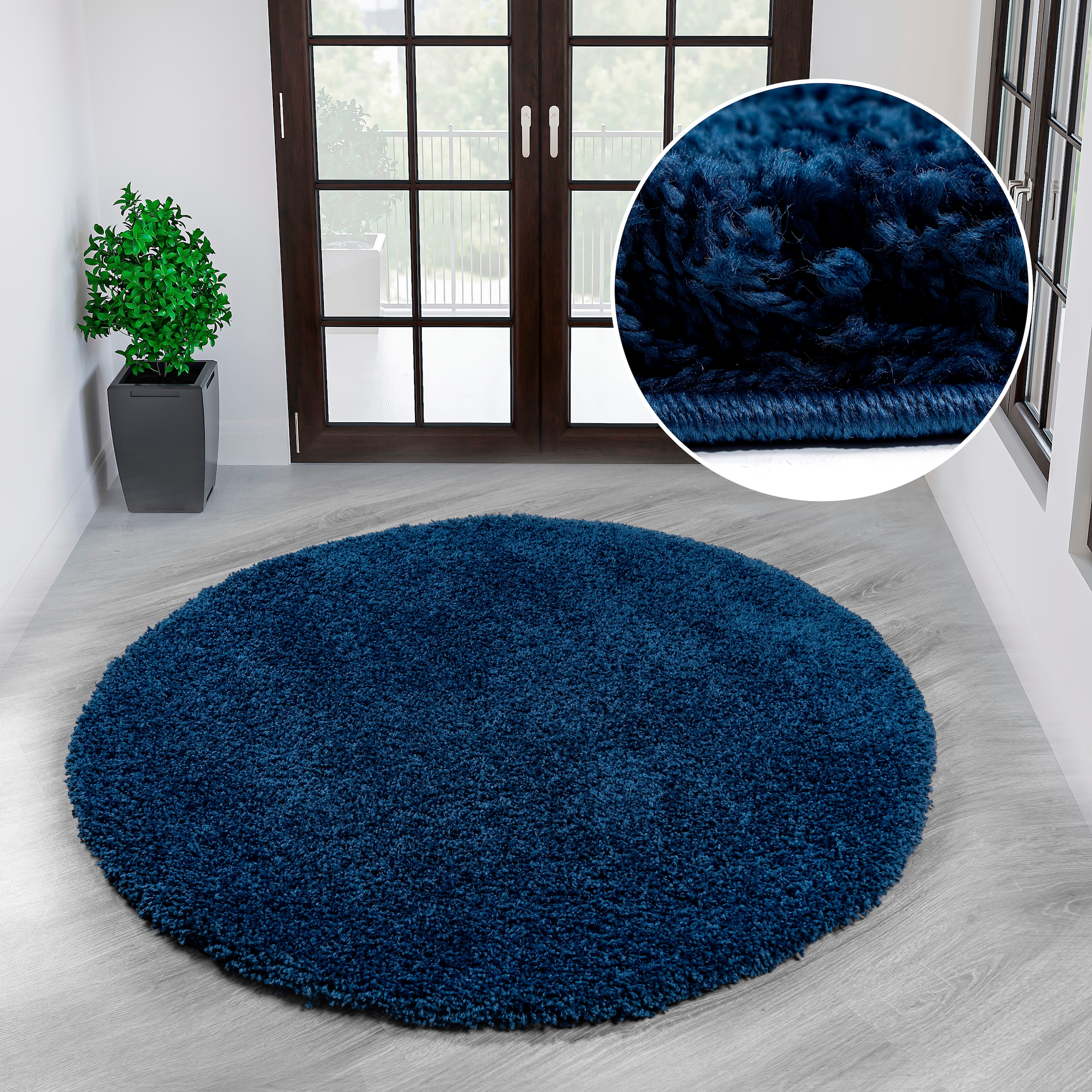 my home Teppich »Viva Teppich rund«, rund, 45 mm Höhe, Uni-Farben, einfarbi günstig online kaufen