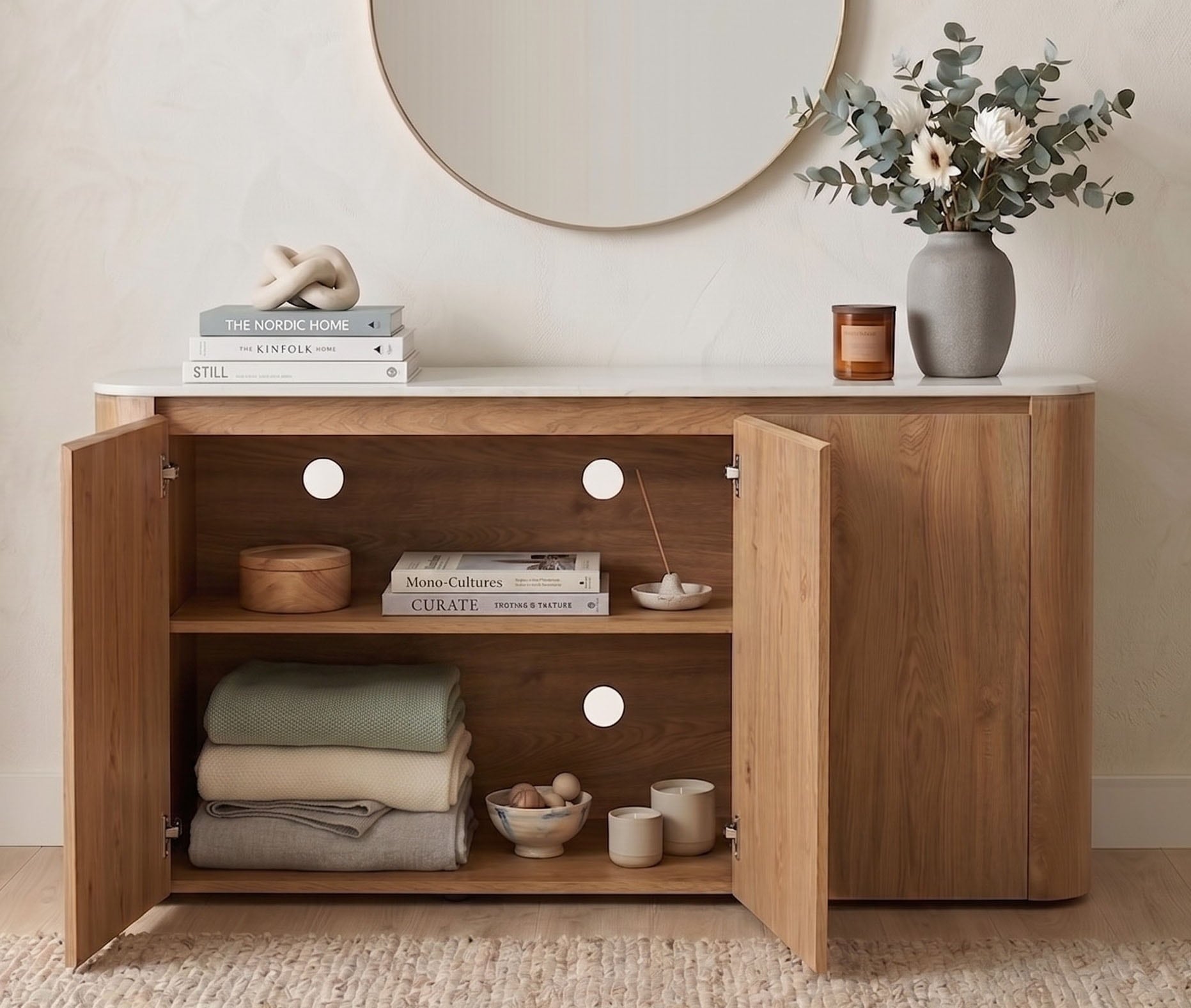 Jahnke Sideboard »TRESOR SB 150« Sideboard, Marmor Look, grifflose Optik, 3 Türen, Breite:150 cm