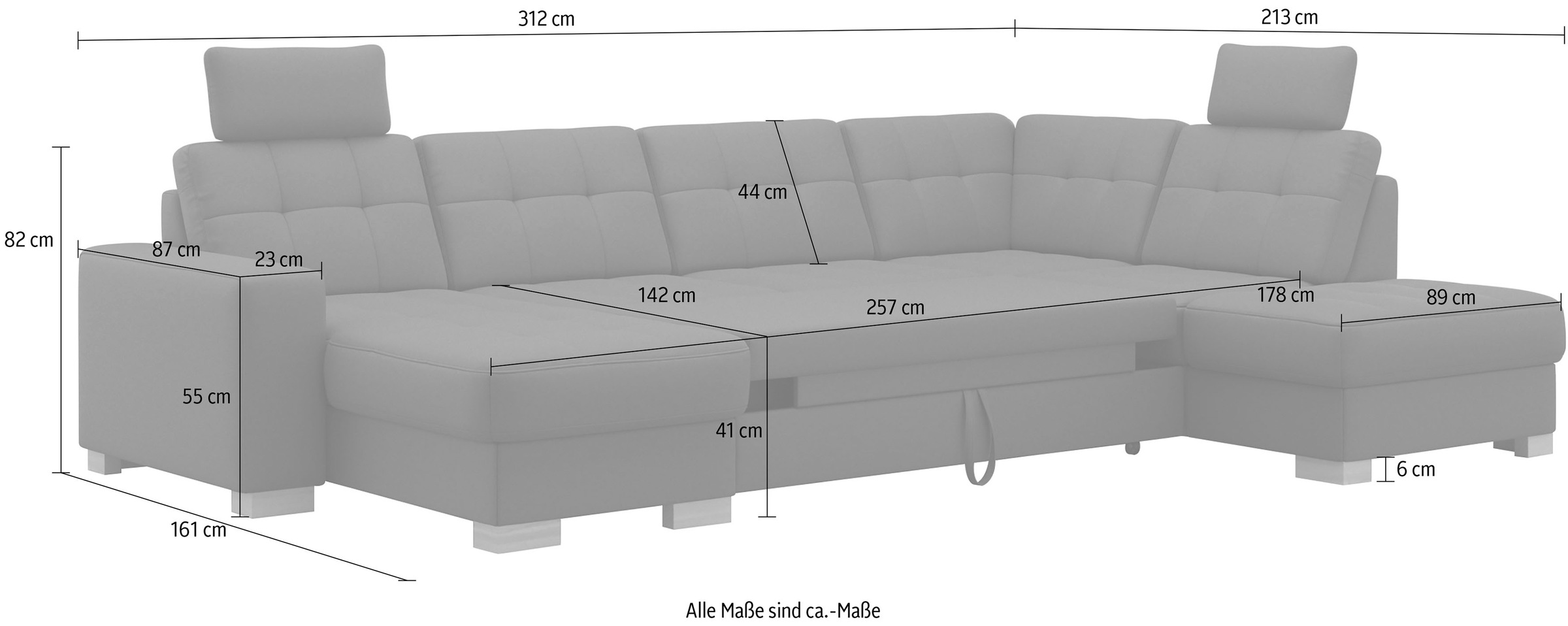 sit&more Wohnlandschaft »Quincy U-Form«, wahlweise mit Bettfunktion und Bettkasten