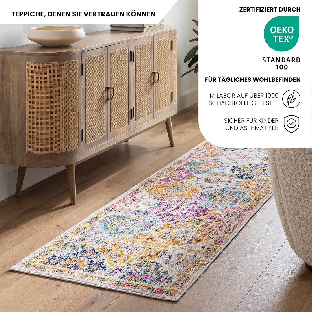Livabliss Teppich »CUZCO«, rechteckig, 7 mm Höhe, Vintage Orientteppich, Kurzflor Boho Wohnzimmerteppich, Läufer
