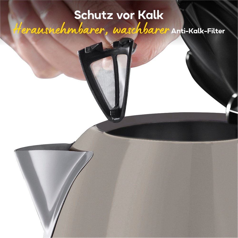 RUSSELL HOBBS Wasserkocher »Colours Plus+ Mocha 28511-70« 1,7 l 2400 W Edelstahl, Schnellkochfunktion, Perfect-pour-Ausgustülle, Kalkfilter
