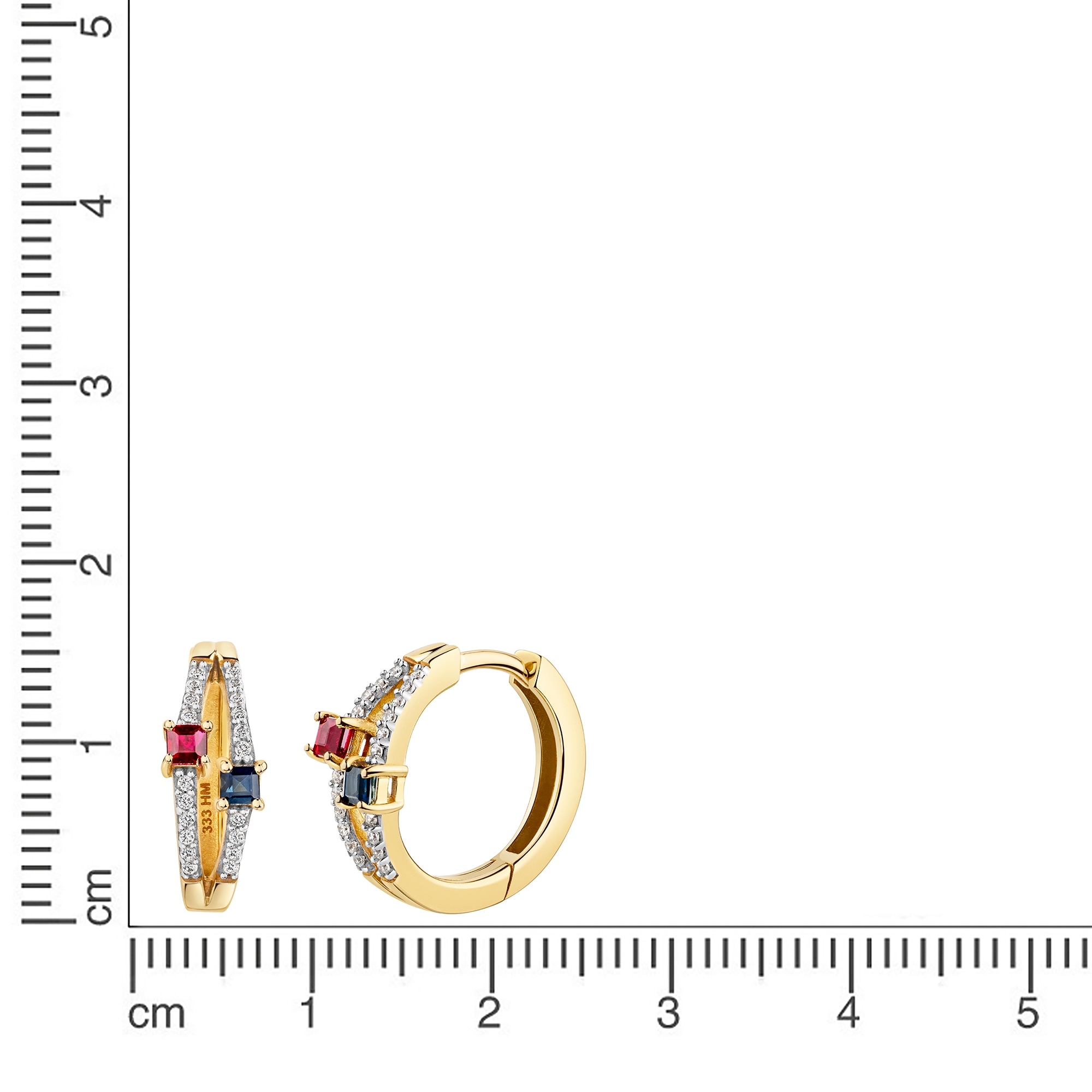Firetti Paar Creolen »Schmuck Geschenk Gold 333 Ohrschmuck Ohrringe mehrreihige Optik« mit Rubin, Saphir