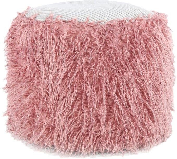 Kayoom Pouf »Fellpouf Bobtail 125, Fellhocker in zweifarbigem Design«, (1 St.), modern, dekorativ, kindersicherer Reißverschluss an der Unterseite