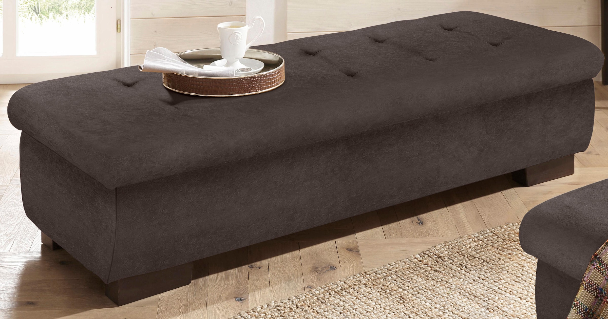 Home affaire Hocker »Bergen«, mit Staufach, 161 cm breit günstig online kaufen