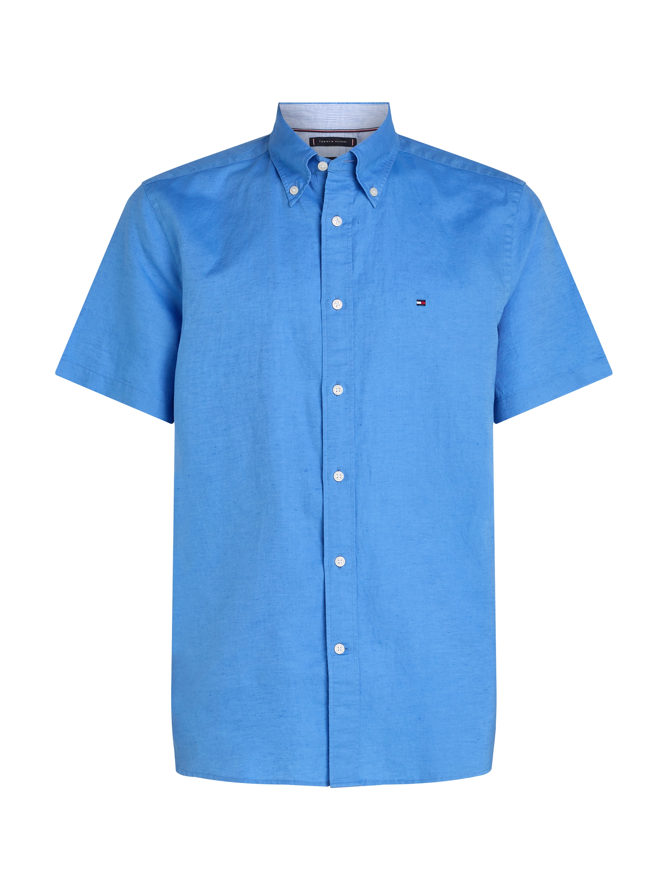 Tommy Hilfiger Kurzarmhemd »LINEN BLEND SOLID SS RF SHIRT«, mit Button-down-Kragen