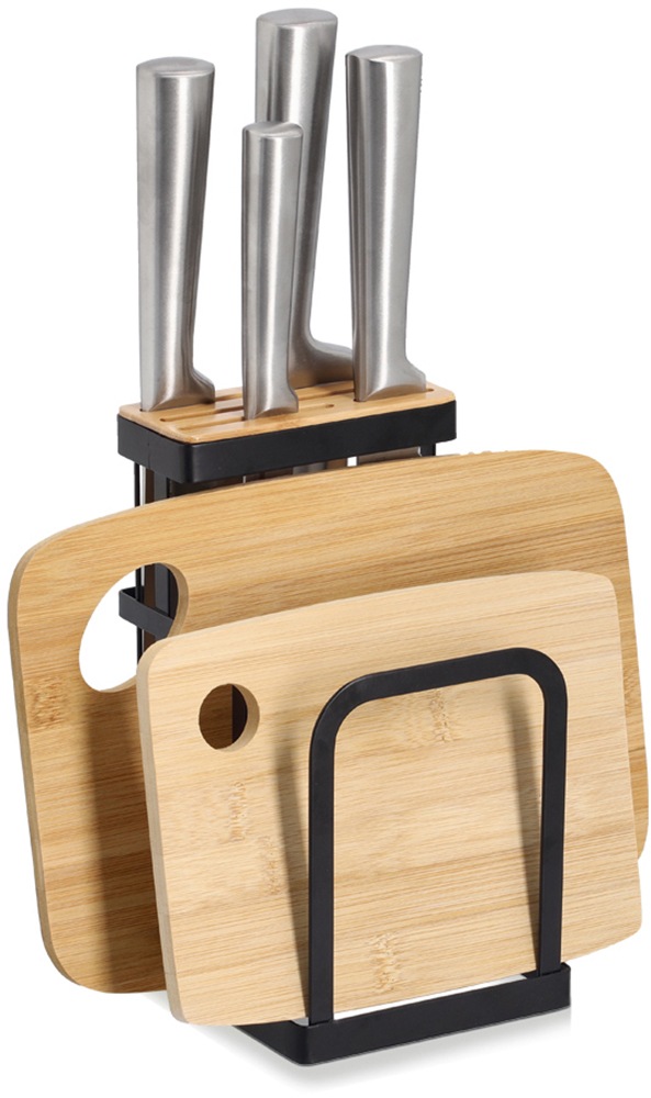 Zeller Present Messerblock »mit Brettchenständer, Metall/Bambus,schwarz« mi günstig online kaufen