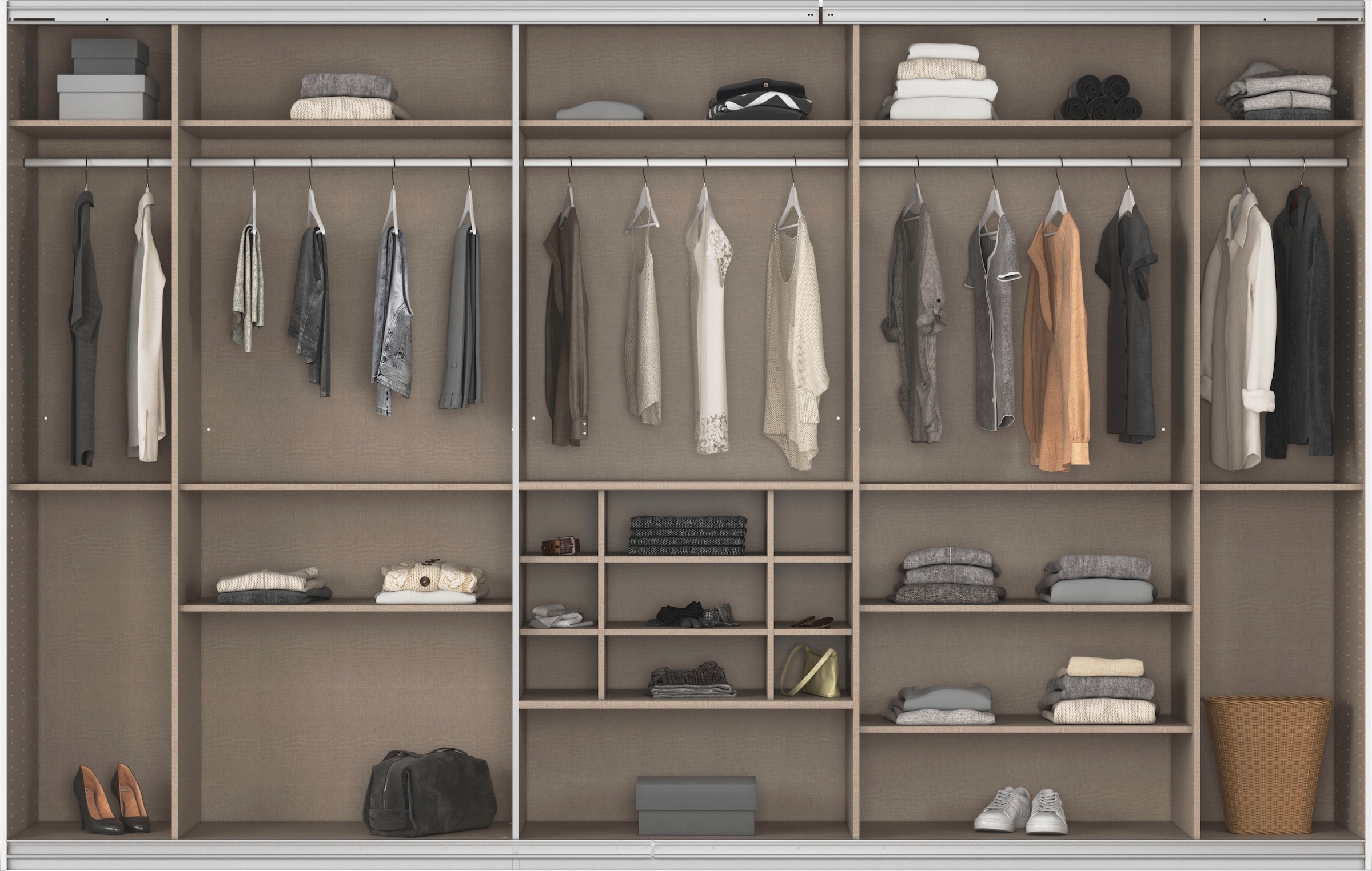 rauch Schwebetürenschrank »Kleiderschrank Schrank Garderobe Wäscheschrank TOMA mit Passepartout«, inkl. Regaleinsatz sowie zusätzlichen Einlegeböden MADE IN GERMANY