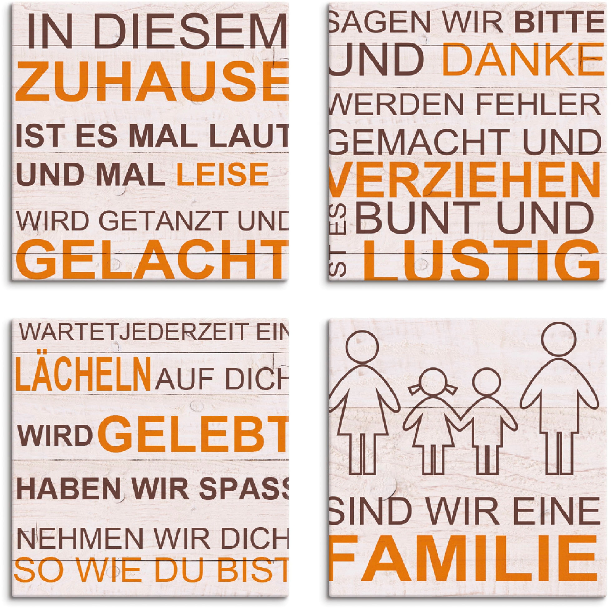 Artland Leinwandbild »In diesem Zuhause - beige«, Sprüche & Texte, (4 St.), günstig online kaufen