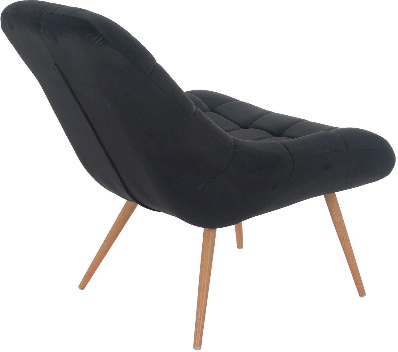 SalesFever Relaxsessel »Toulon - Komfortabler Loungesessel«, mit XXL-Steppung, mit schwarzen oder naturfarbenen Beinen
