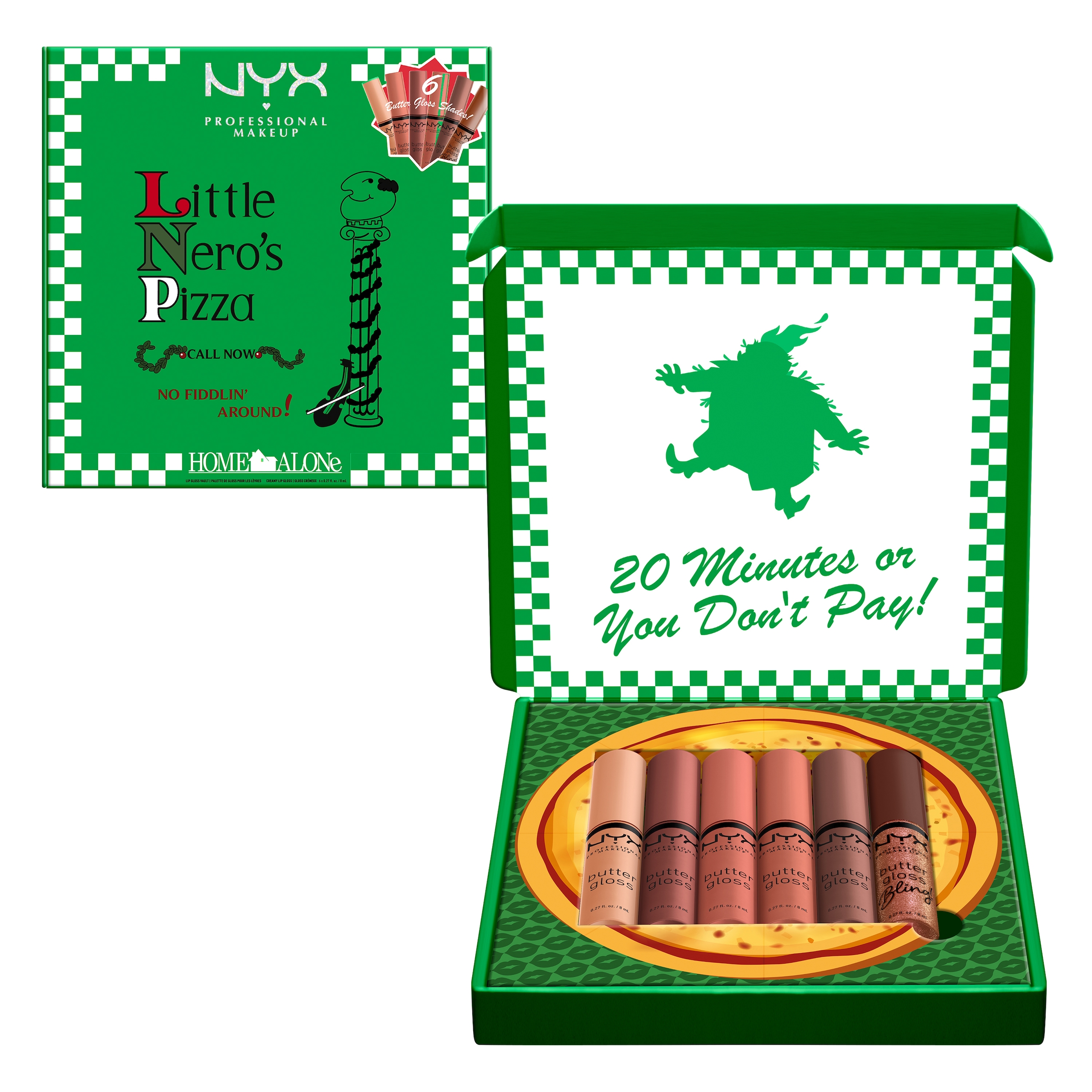 NYX PROFESSIONAL MAKEUP Lipgloss-Set »HOME ALONE BUTTER GLOSS PIZZA VAULT« Butterweiche Textur für geschmeidige, glänzende Lippen