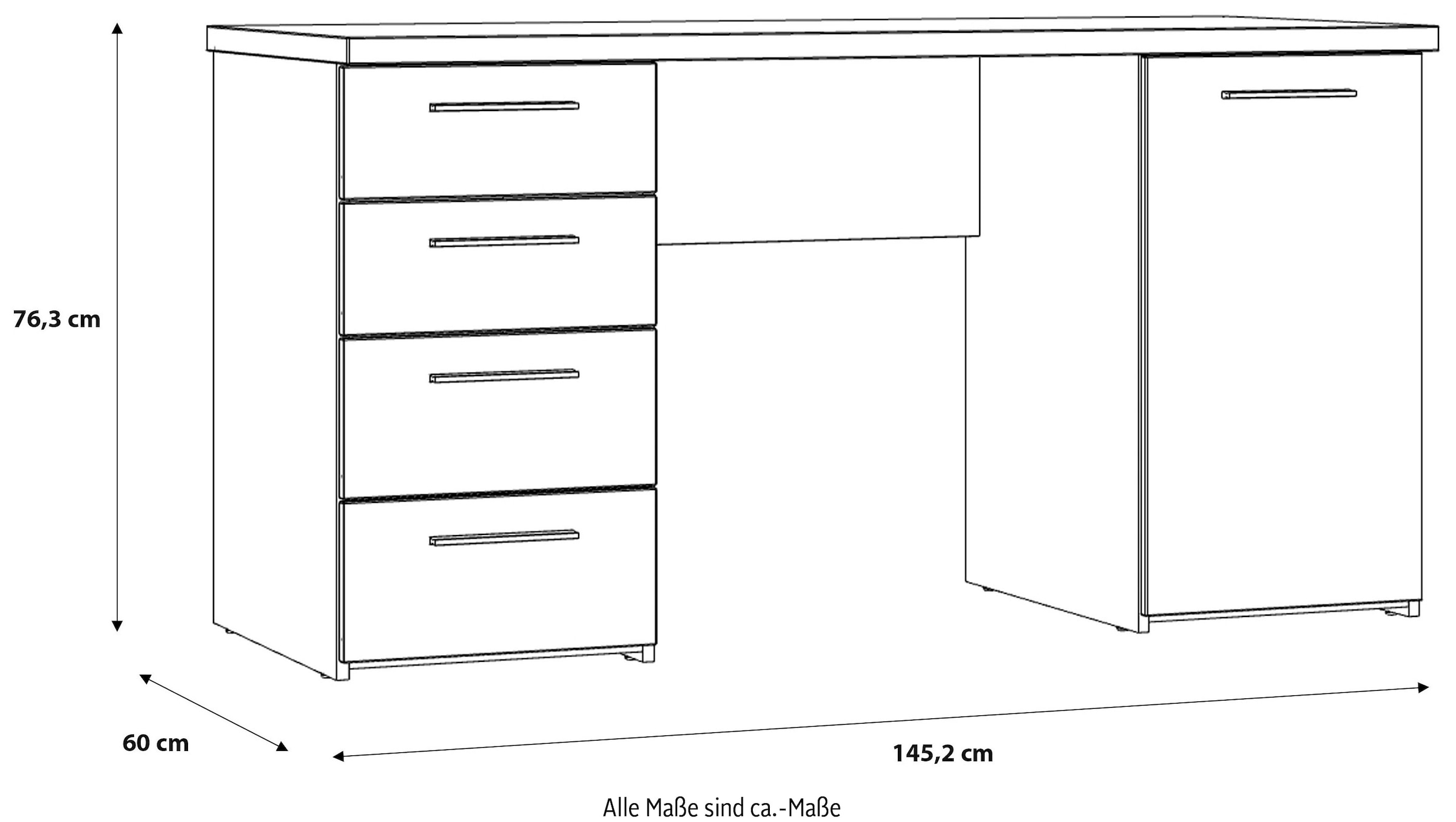 FORTE Schreibtisch »Candlekeep«, Computertisch mit Schubladen, Breite 145,2 cm