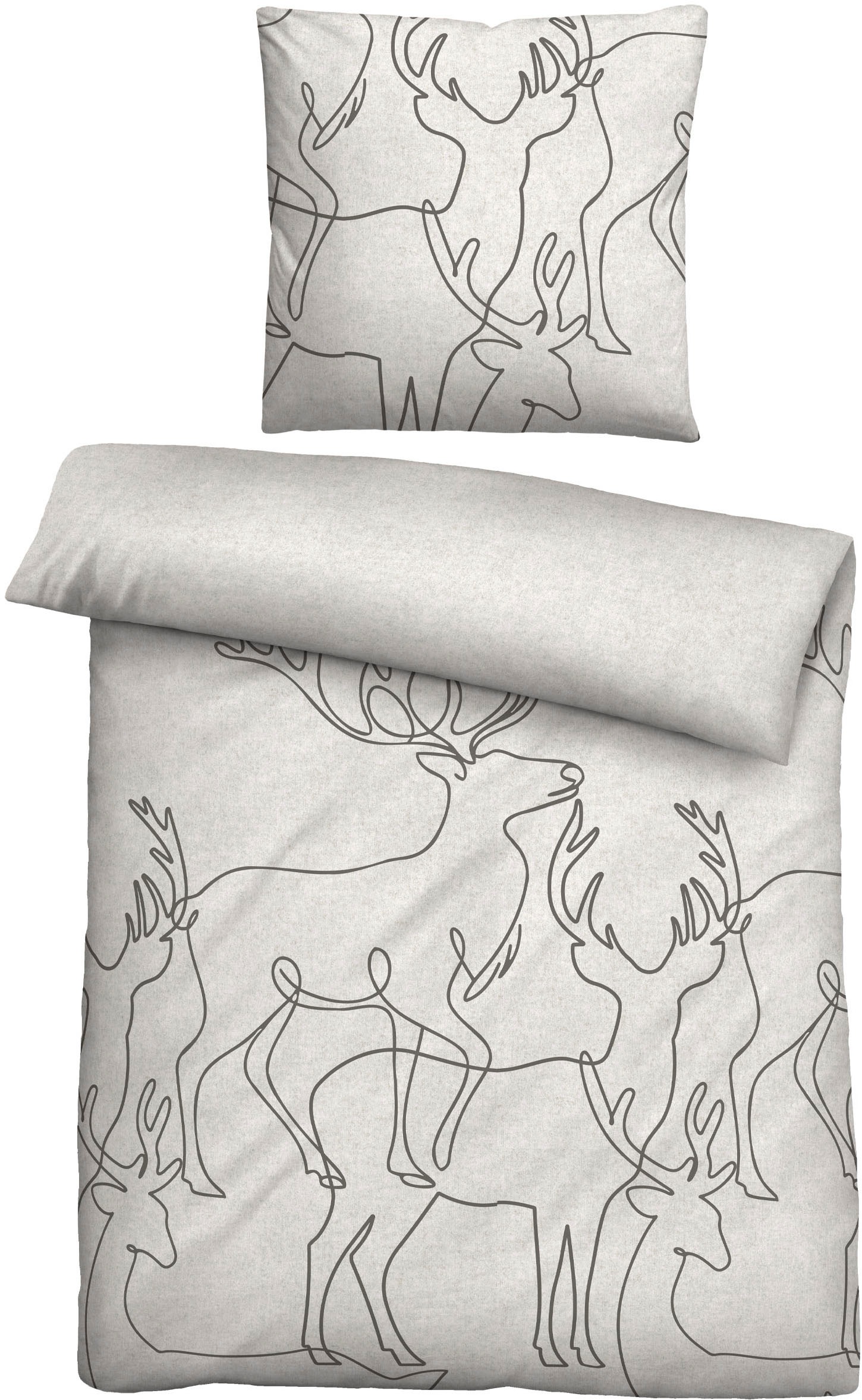 Biberna Bettwäsche »0840517« 2 Stk. tlg. kuschelig warm, samtweich, Melange, 100% Baumwolle, made in Germany