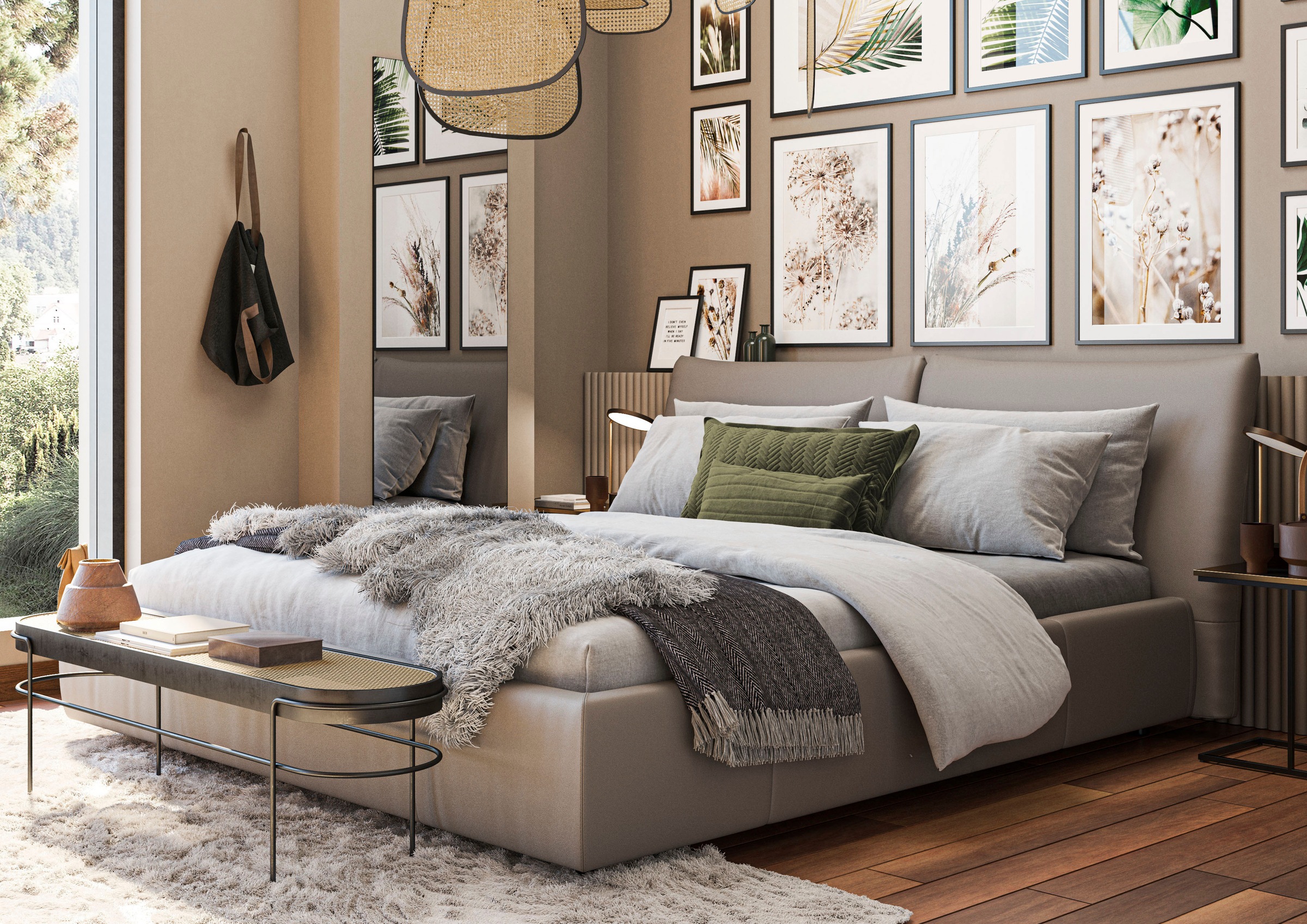 Home affaire Polsterbett "Priora in 4 Breiten bis 200cm" auch in NaturLEDER günstig online kaufen