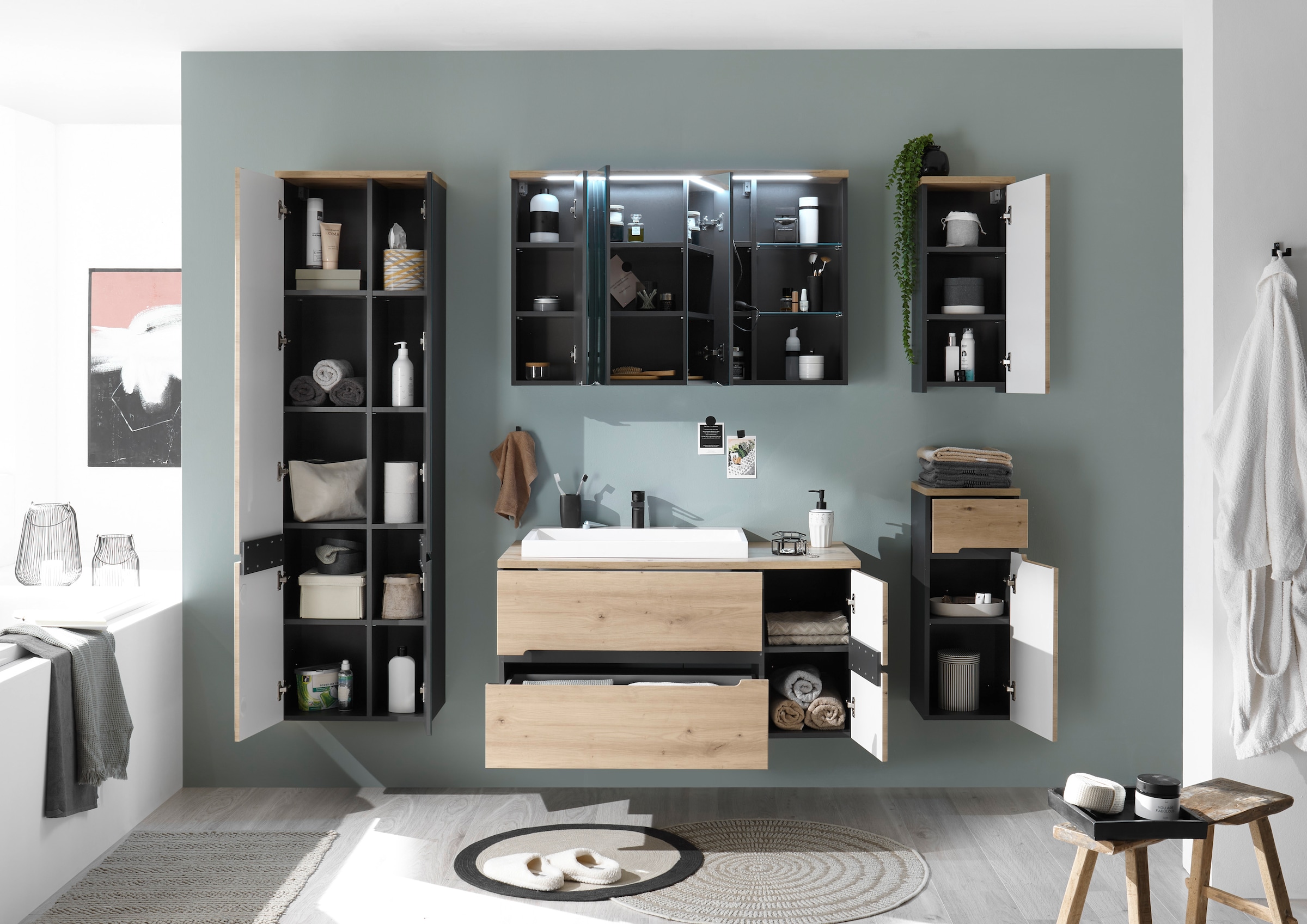 BASIC by Balculina Waschtisch »Memphis, Waschtisch BxHxT 110 x 54 x 53«, Breite 110 cm, mit Waschbecken, Softclose