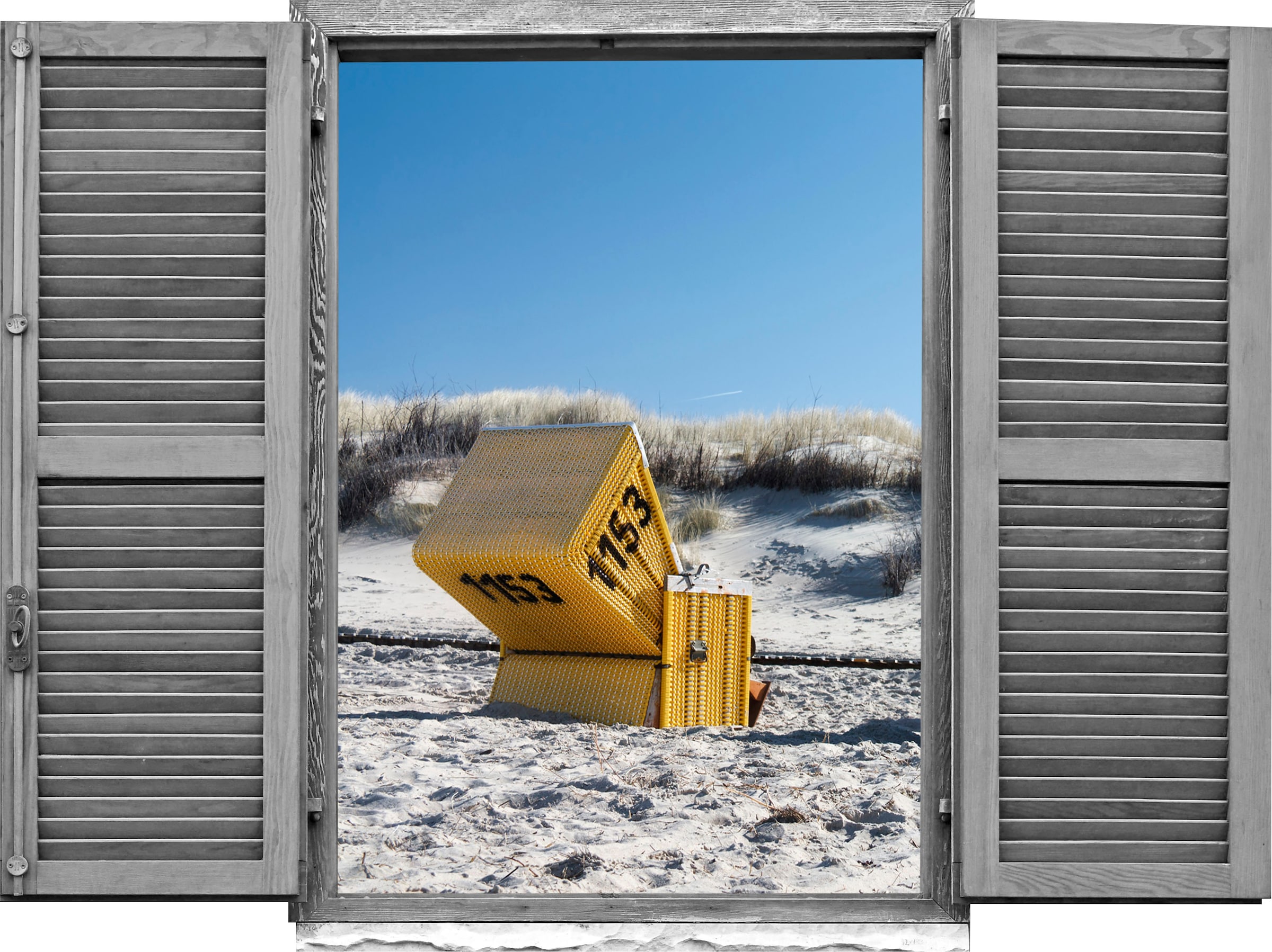 queence Wandtattoo »Strandkorb«, (1 St.), Wandsticker, Wandbild, selbstklebend, 3D, Fenster
