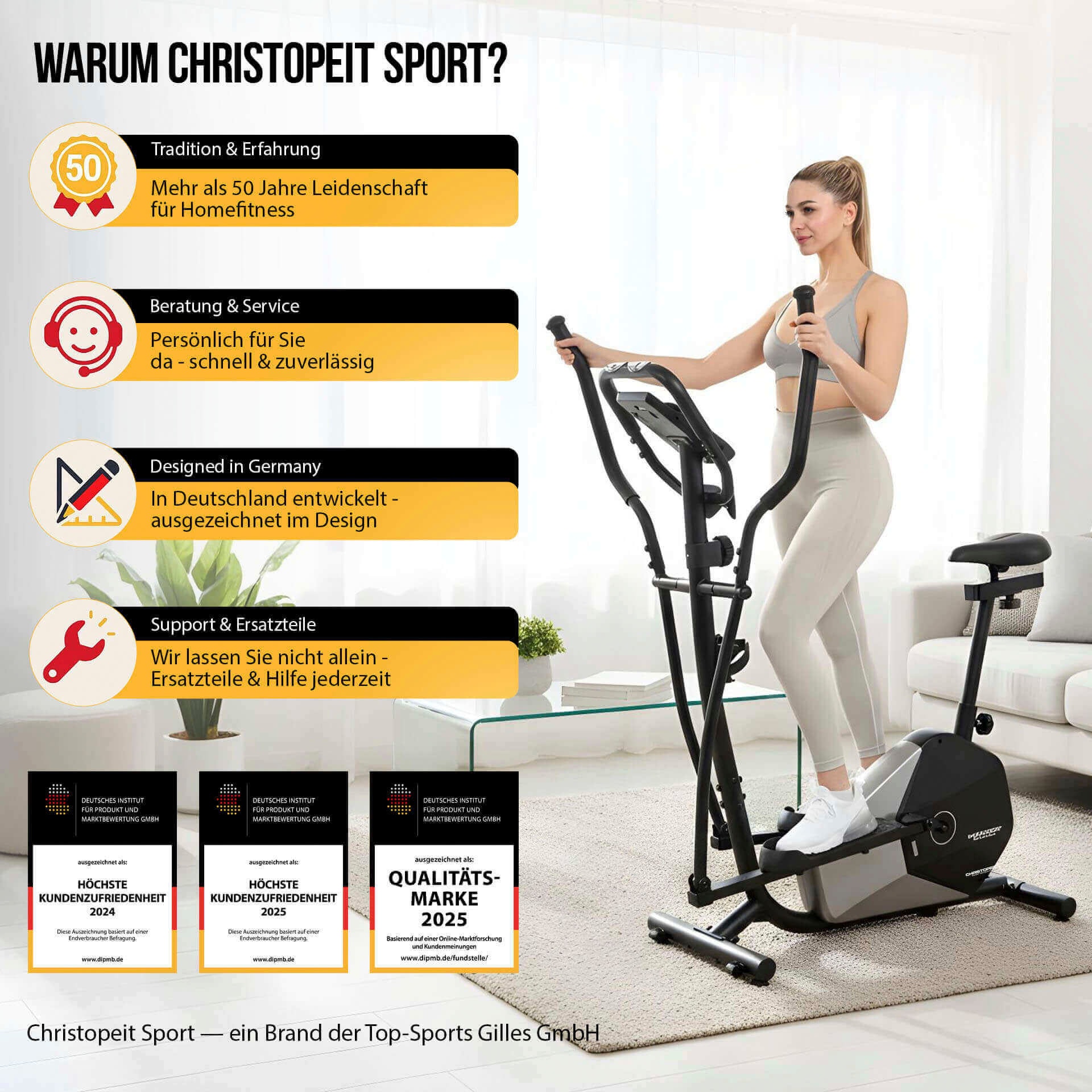 Christopeit Sport® Crosstrainer »Crosstrainer CT 6« 120 kg max. Benutzergewicht, 15 Widerstandsstufen