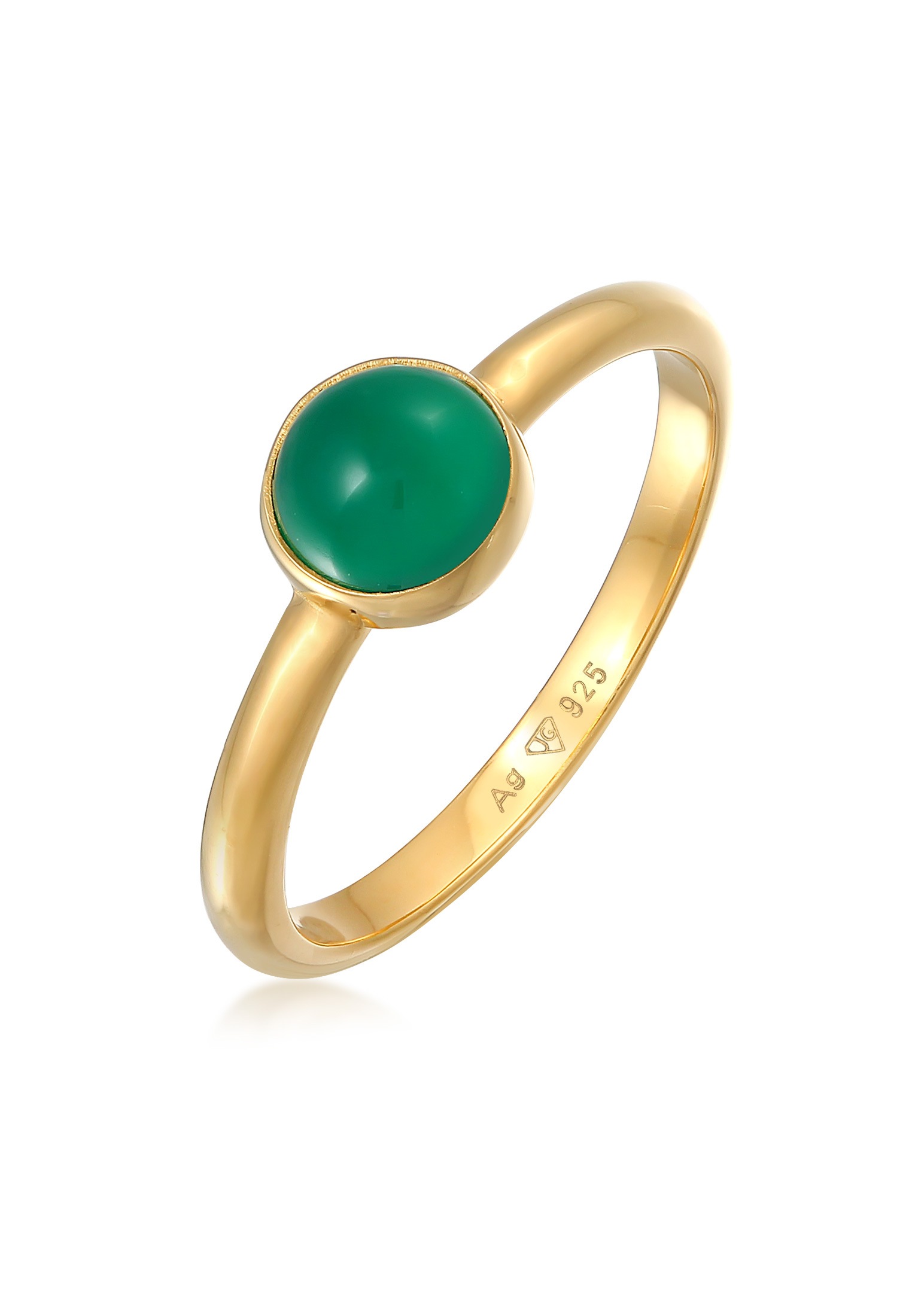 Fingerring „Achat Edelstein Solitär 925 Silber“ Gold + grün mit Steinen 52 mm – mit Steinen