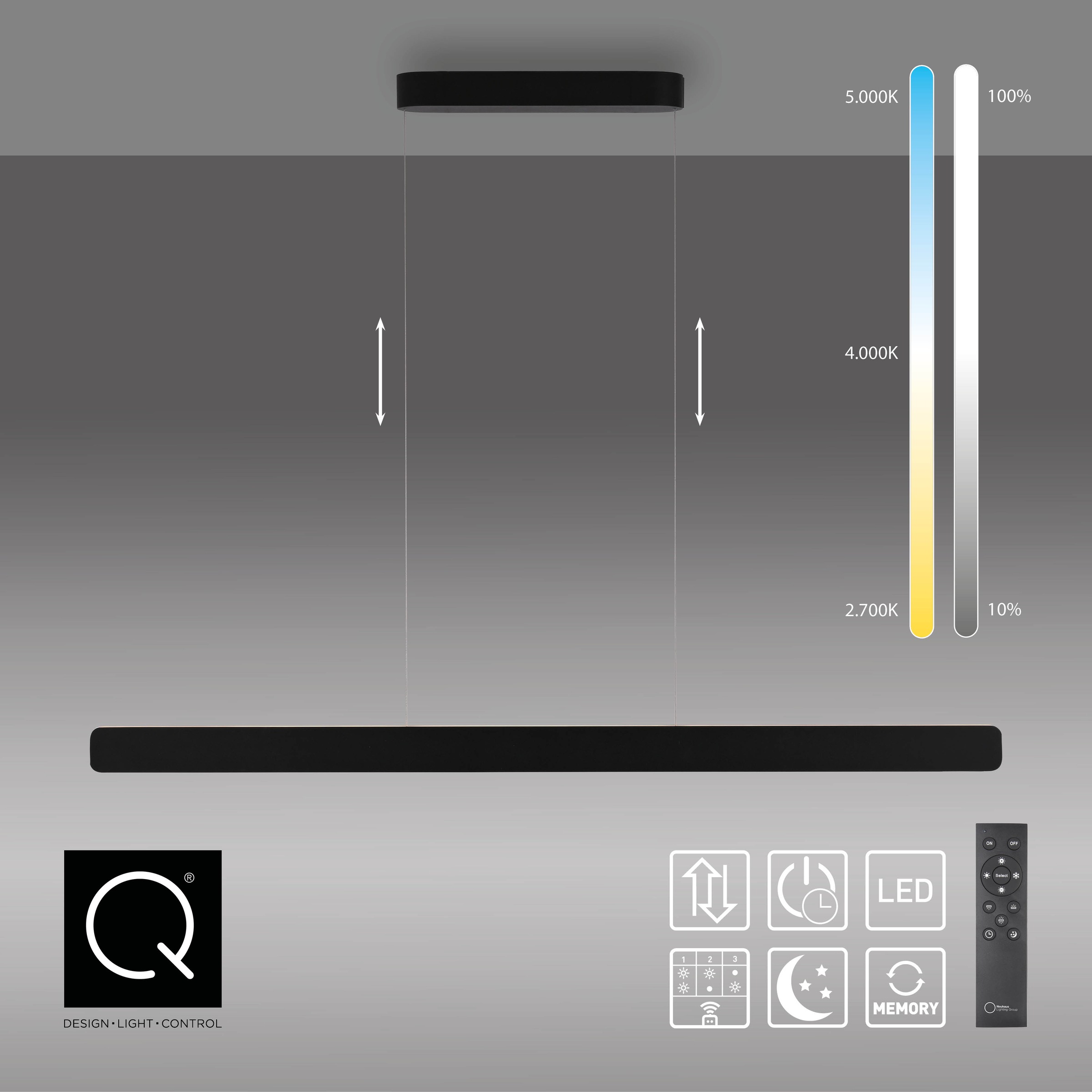 Neuhaus Q DESIGN CONTROL LIGHTS LED Pendelleuchte »Q-STRETTO« LED-Board 1 Stk. warmweiß - kaltweiß