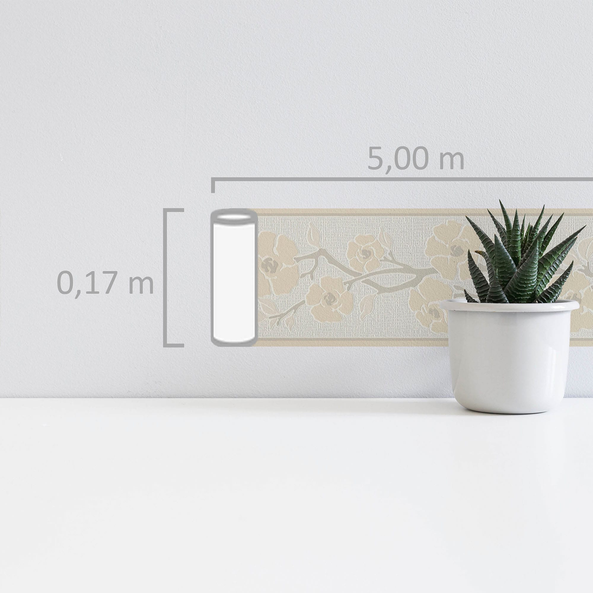 A.S. Création Bordüre »Only Borders 11«, geblümt-floral-natürlich, Blumen-Tapete Bordüre Blumen Borte Wohnzimmer Schlafzimmer Küche Optik
