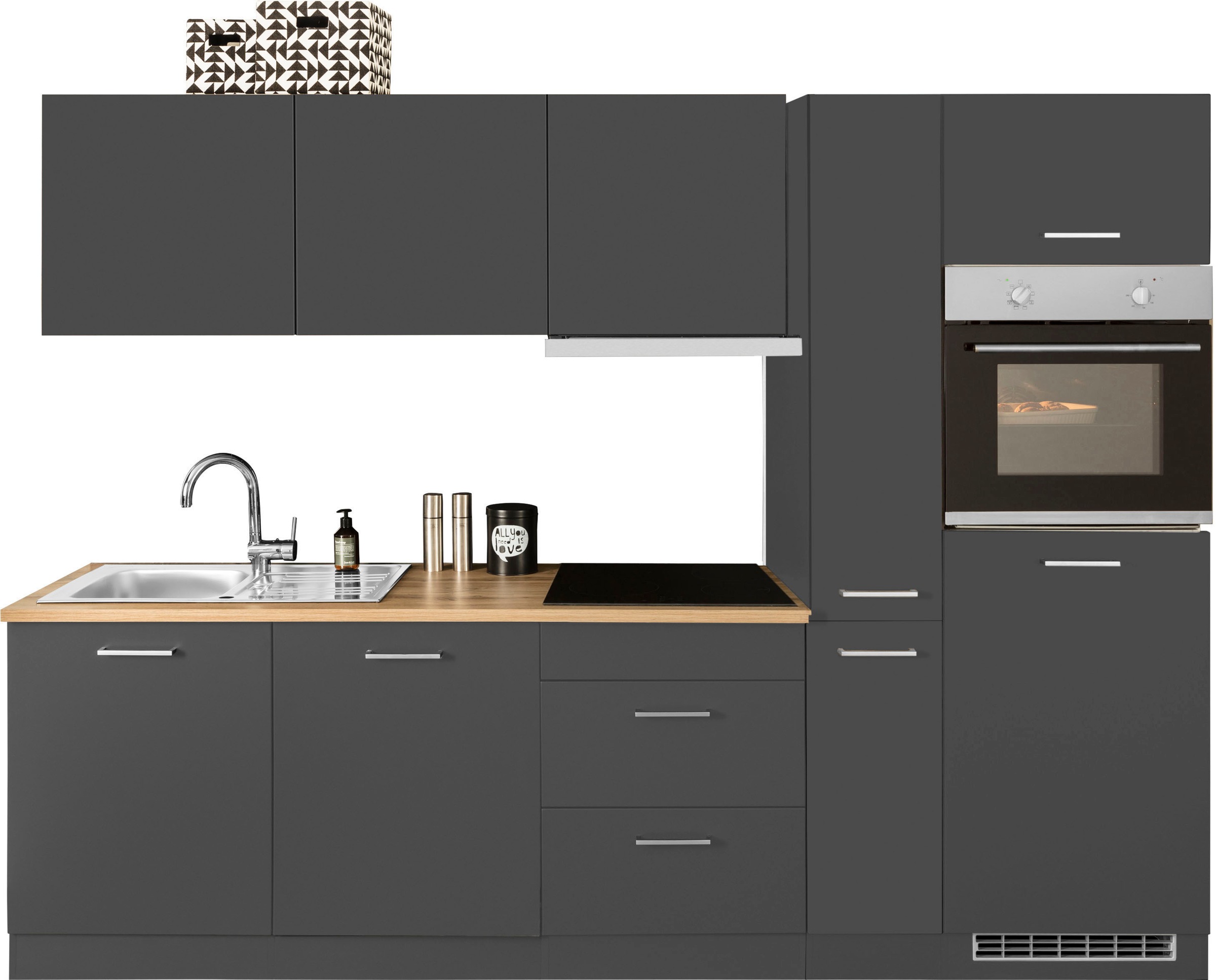 KOCHSTATION Küchenzeile »KS-Kehl«, mit E-Geräten, Breite 270 cm, inkl. Kühl günstig online kaufen