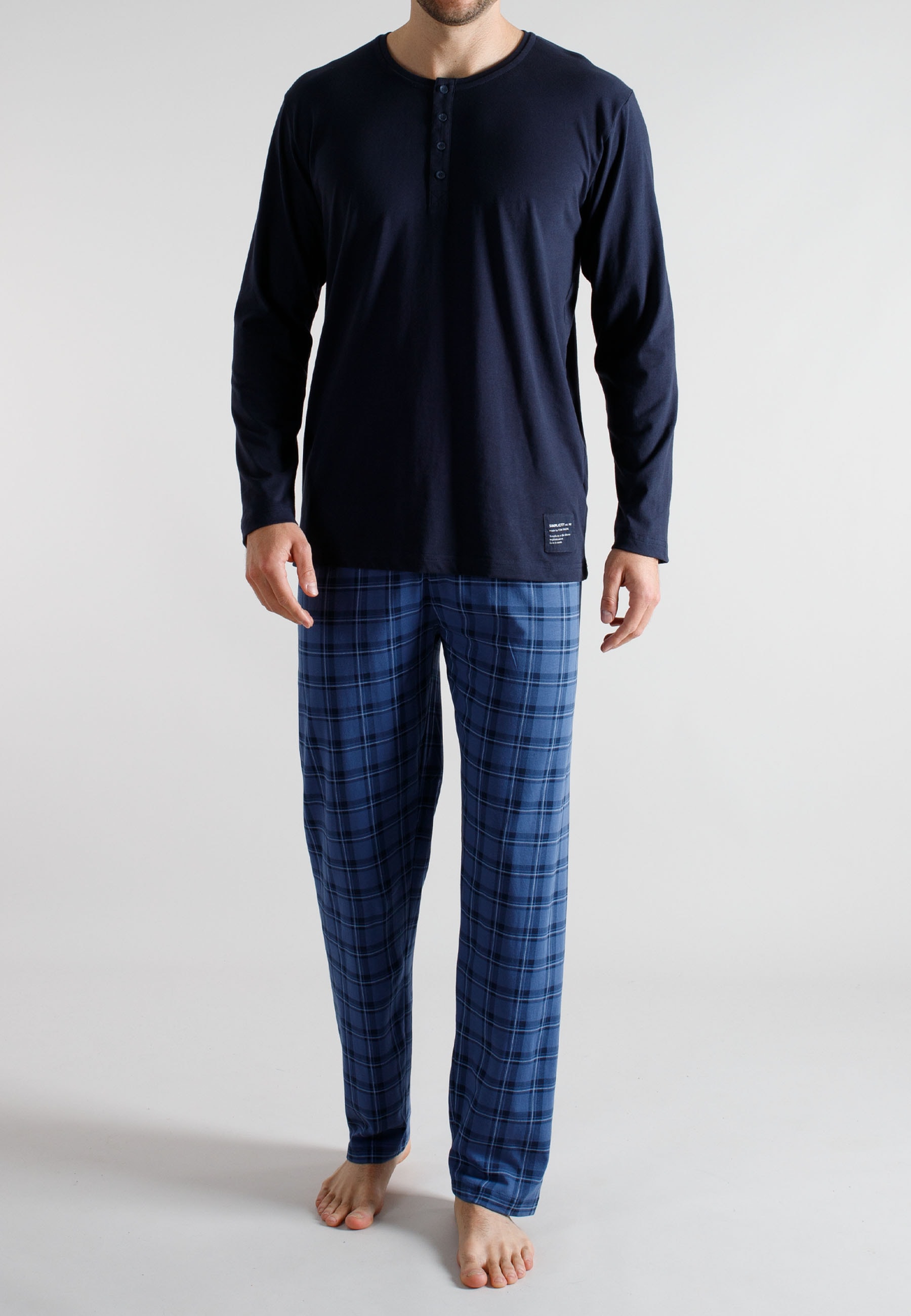 TOM TAILOR Pyjama aus Baumwolle, Single Jersey Material, verschiedene Größen