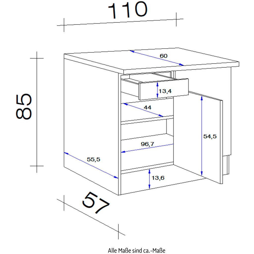 Flex-Well Eckunterschrank »Samoa«, (B x H x T) 110 x 85 x 60 cm