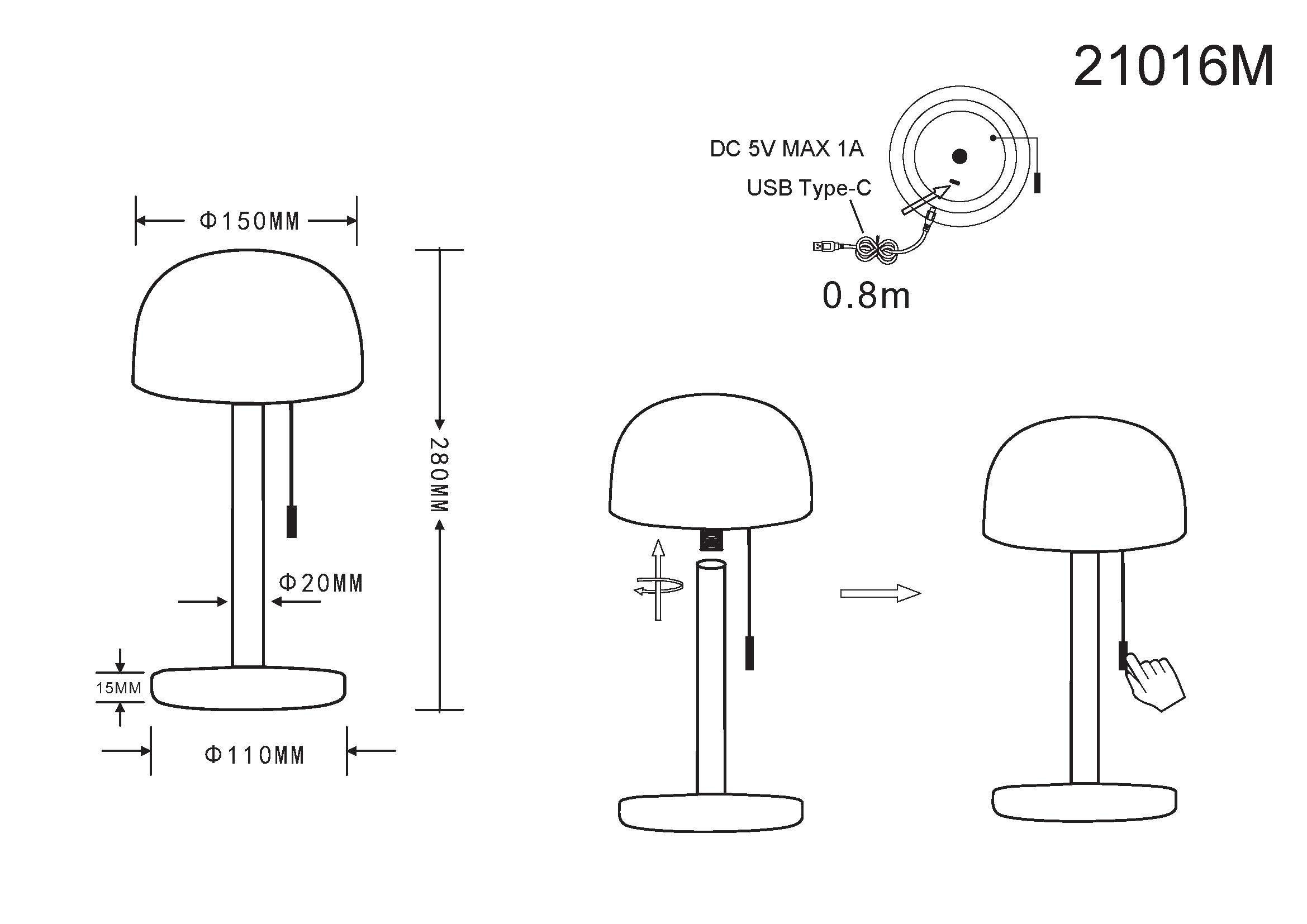 GLOBO LIGHTING LED Tischleuchte »NORMAN«, LED fest integriert, CCT-Funktion von warmen 3000 K bis kühleren 6000 K