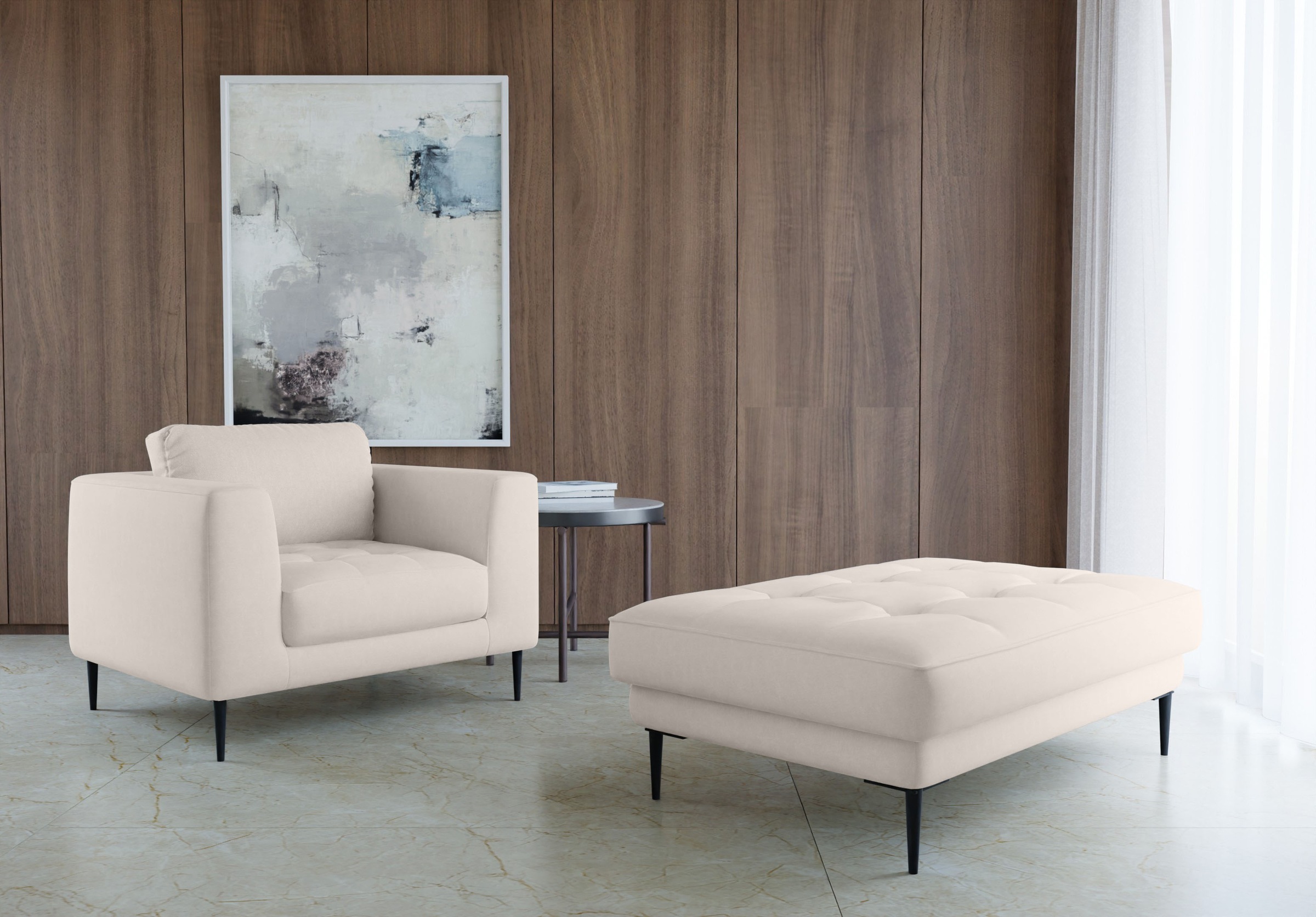 TRENDMANUFAKTUR Sessel »Luzi, Loungesessel, modern mit extra hohen Füßen«, günstig online kaufen