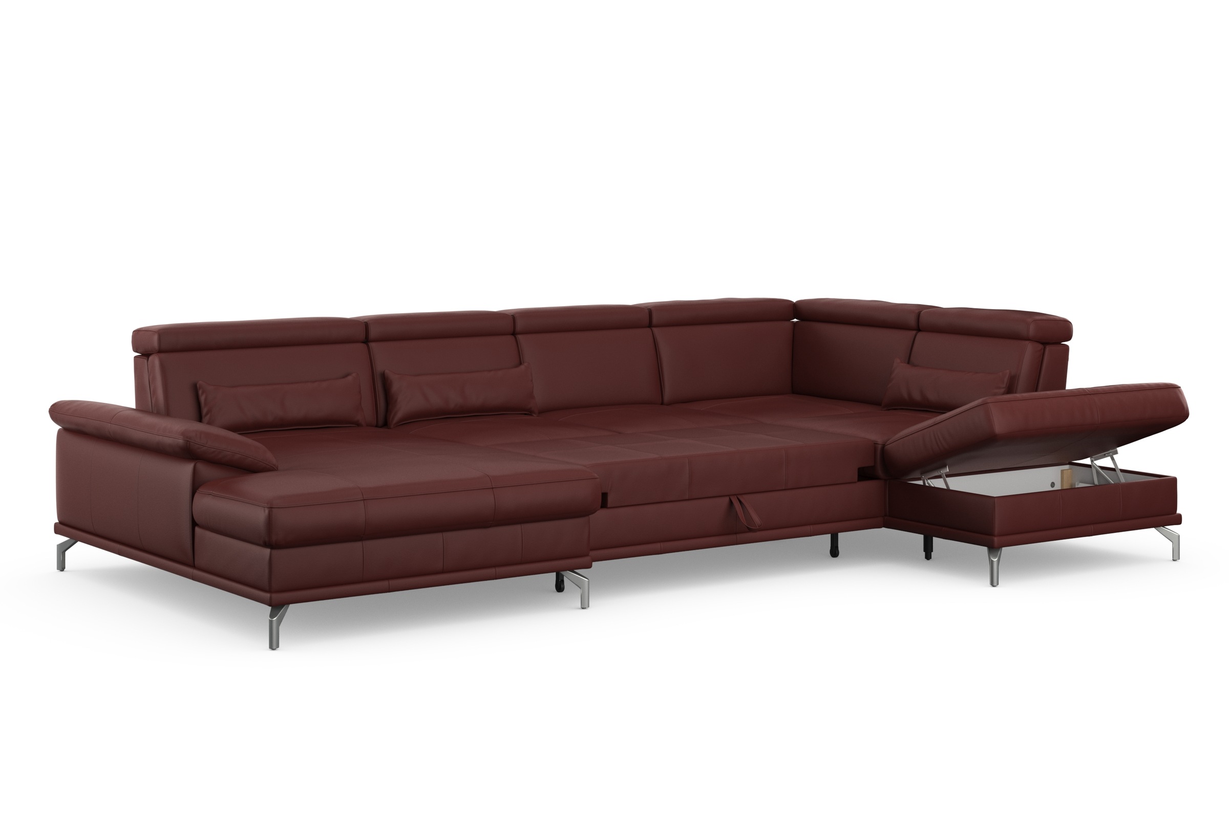 sit&more Wohnlandschaft »Cabrio U-Form, mit Sitztiefenverstellung, Arm- und Kopfteilverstellung«, 3 Nierenkissen, Federkern, optional Bettfunktion und Stauraum