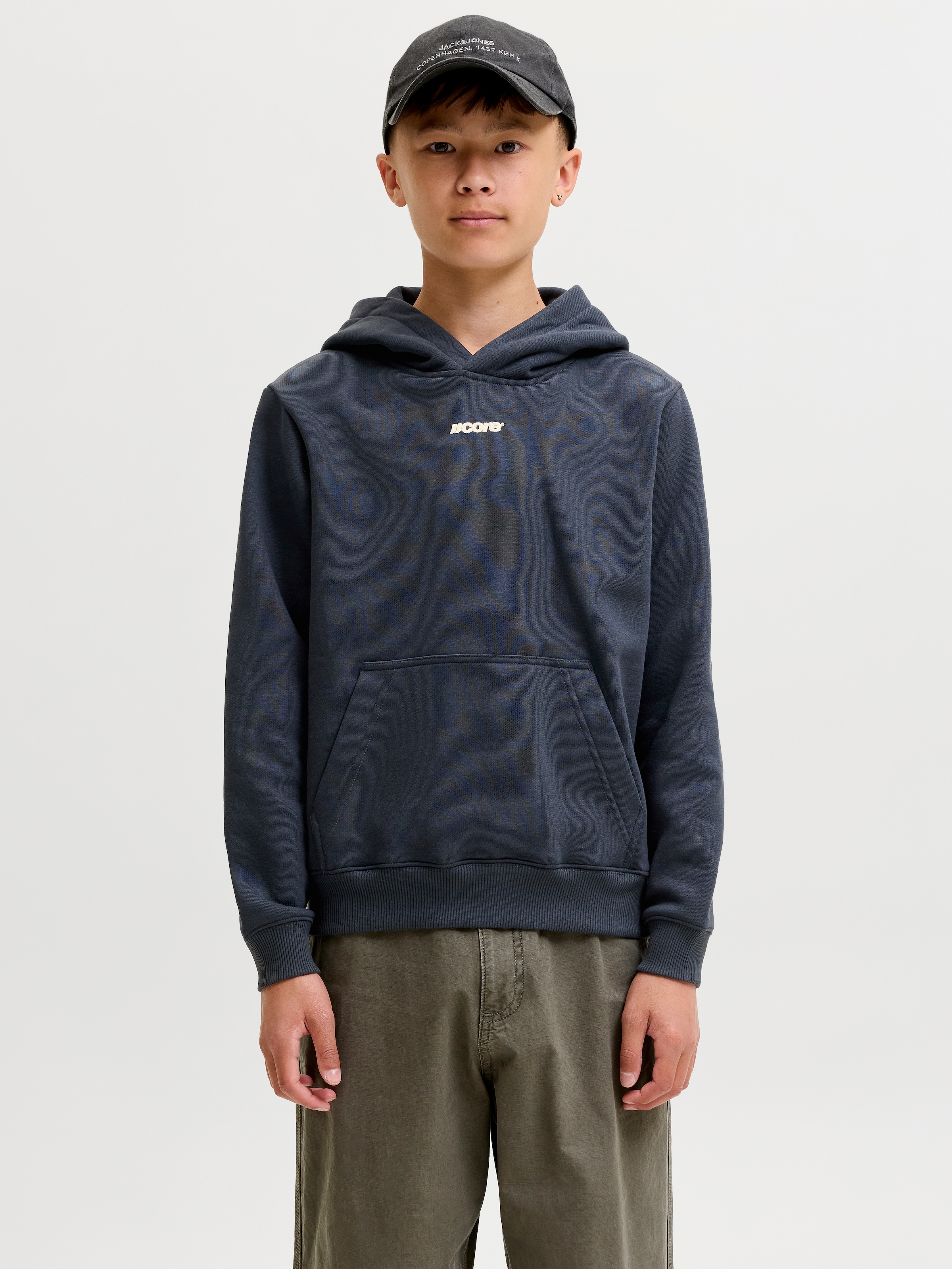Jack & Jones Junior Kapuzensweatshirt »JCOCLUB BACK SCRIPT SWEAT HOOD SN JNR«, Baumwollmischung, locker geschnitten
