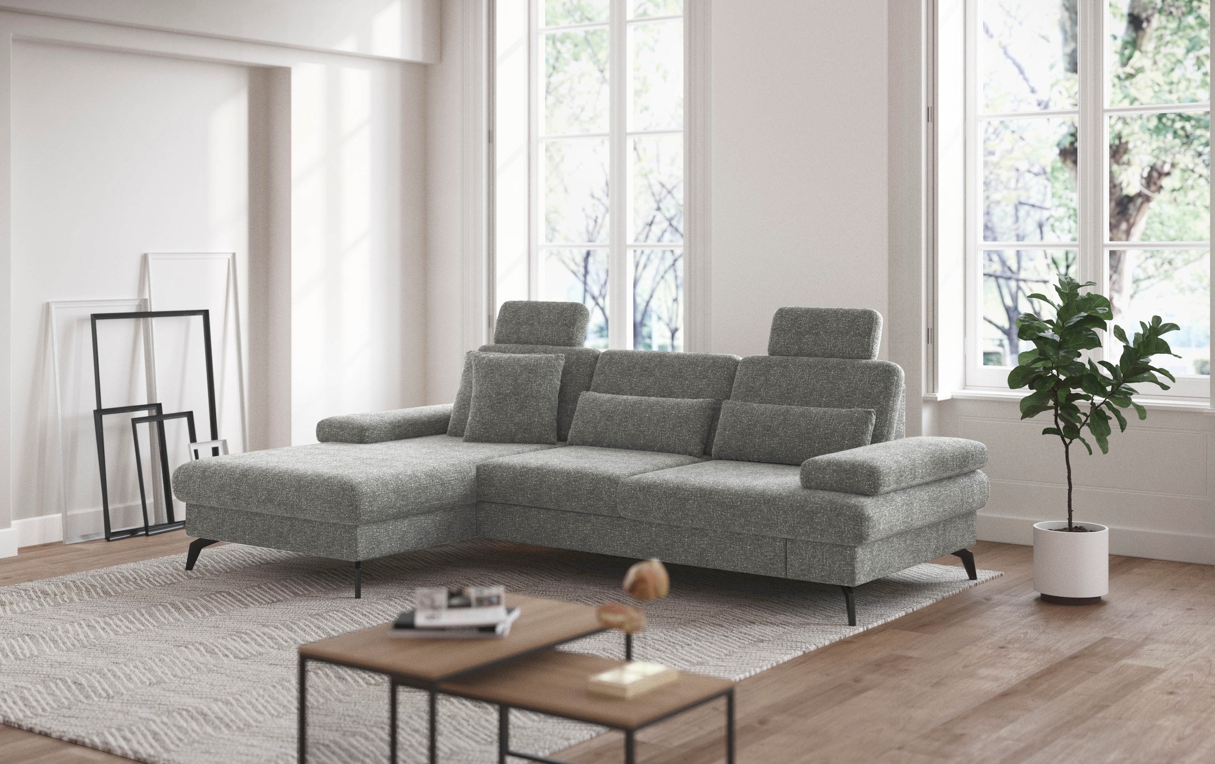 sit&more Ecksofa »Morris L-Form, inkl. Sitztiefenverstellung«, wahlweise mit Armteilverstellung, Bettfunktion & Bettkasten