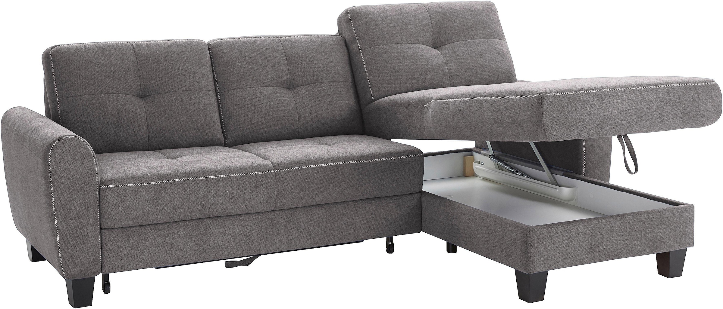 sit&more Ecksofa »Varese L-Form«, mit Federkern, wahlweise mit Bettfunktion und Stauraum