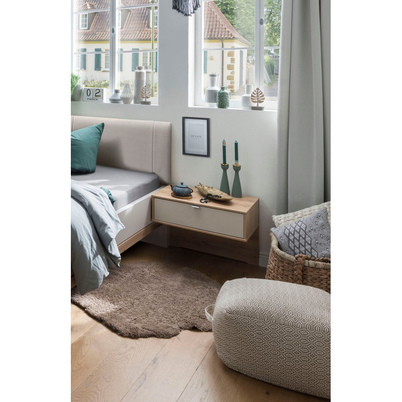 WIEMANN Nachtkonsole »Barcelona« Set, 2 Stk. tlg. schwebende Optik Bianco-Eiche-Nachbildung/Glas Champagner