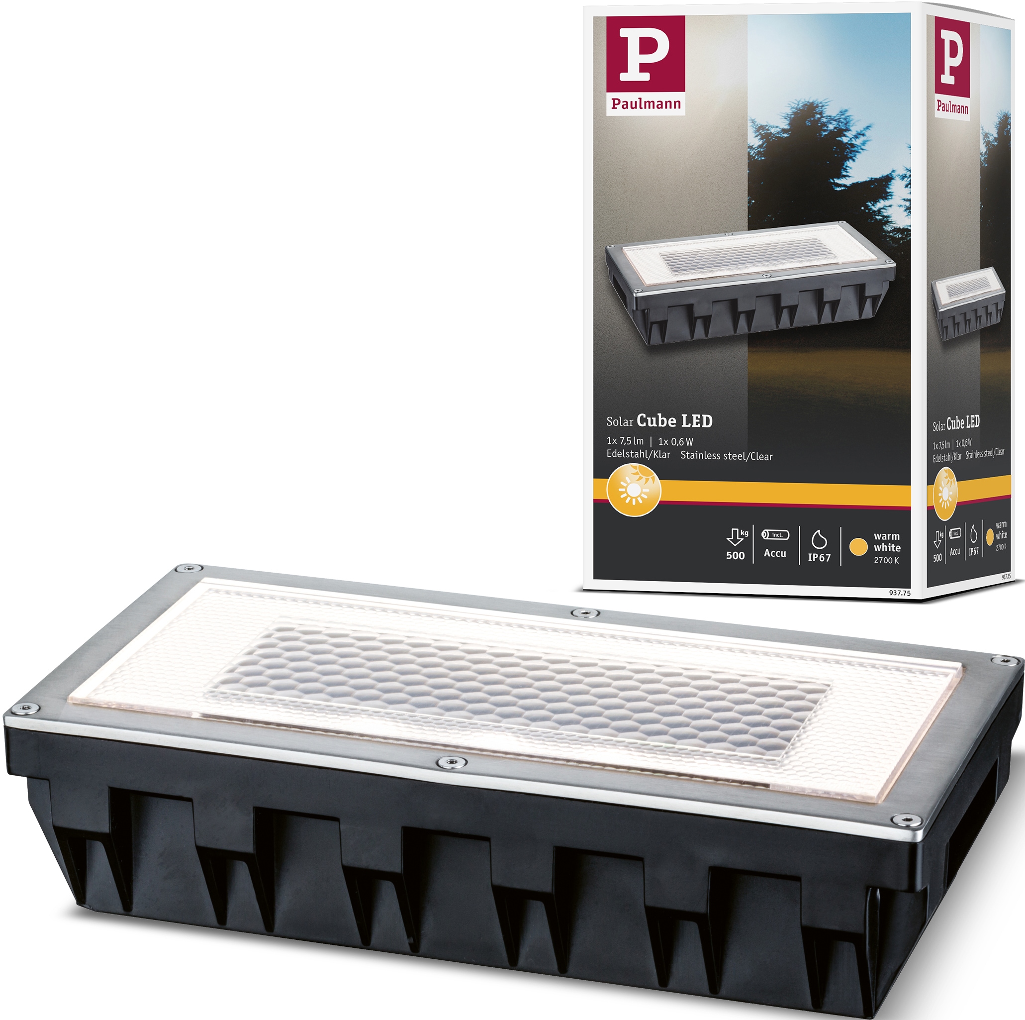 Paulmann LED Einbauleuchte »Box«, 1 flammig, Leuchtmittel LED-Board | LED fest integriert, LED-Board, Bodeneinbauleuchten-Set, Solar, Edelstahl