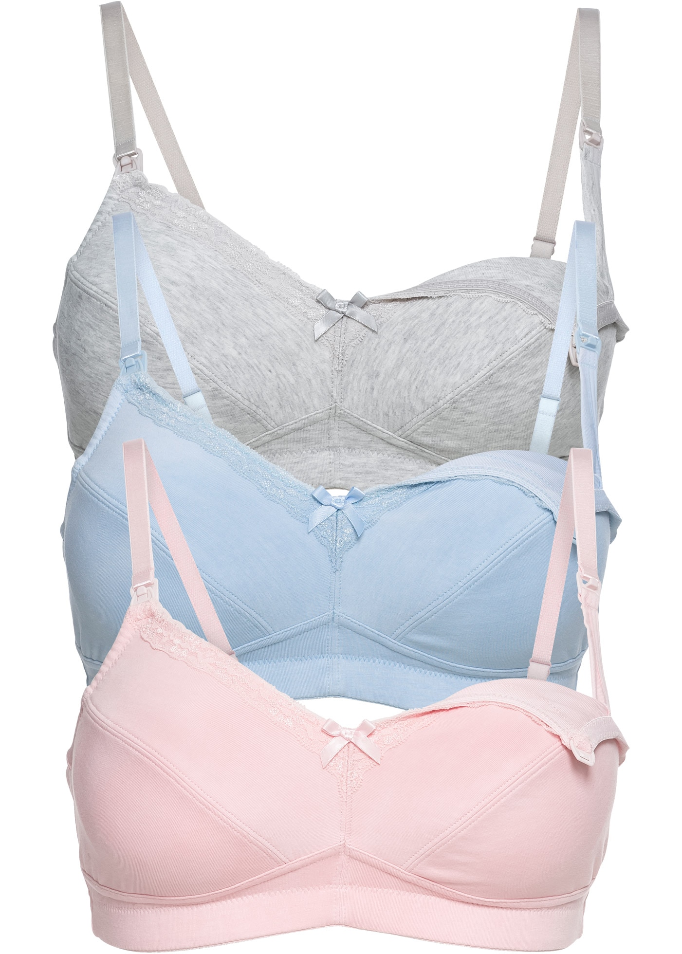 bonprix Still-BH Packung, 3 tlg. im praktischen 3er Pack, mit Clip-Verschlüssen, aus Baumwollqualität