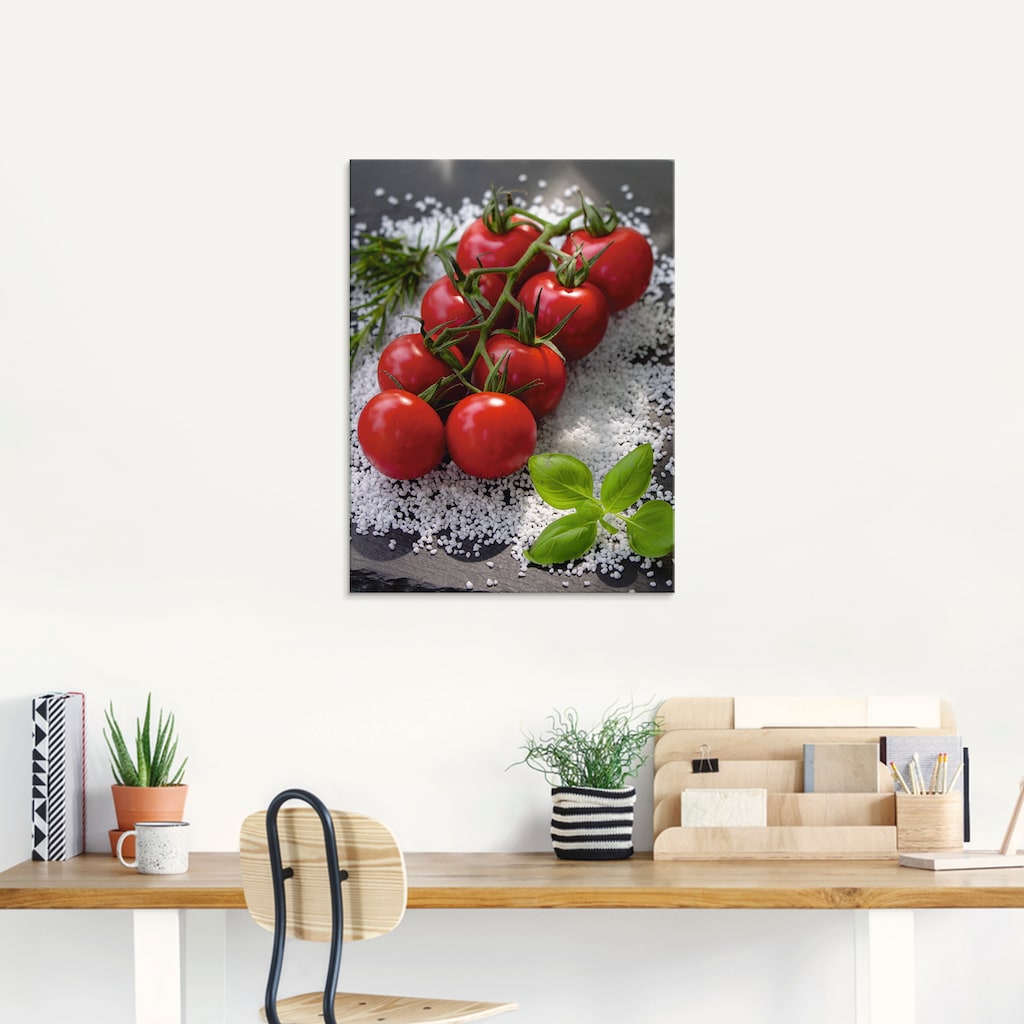 Artland Glasbild »Tomaten Rispe auf Salz«, Lebensmittel, (1 St.)