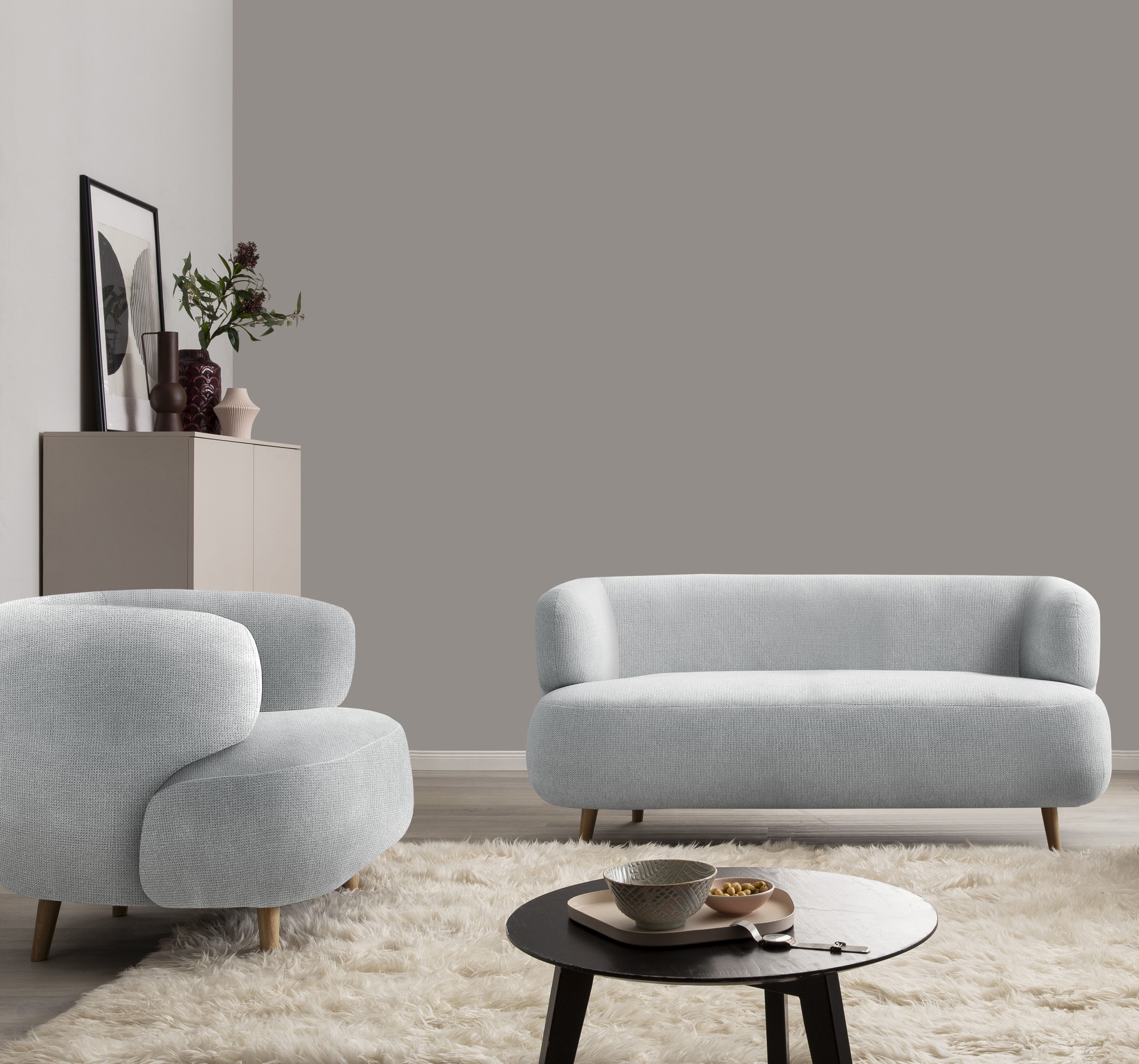 Home affaire Polstergarnitur »Tistam« 2-teilig, 2-Sitzer und Sessel, runde, günstig online kaufen