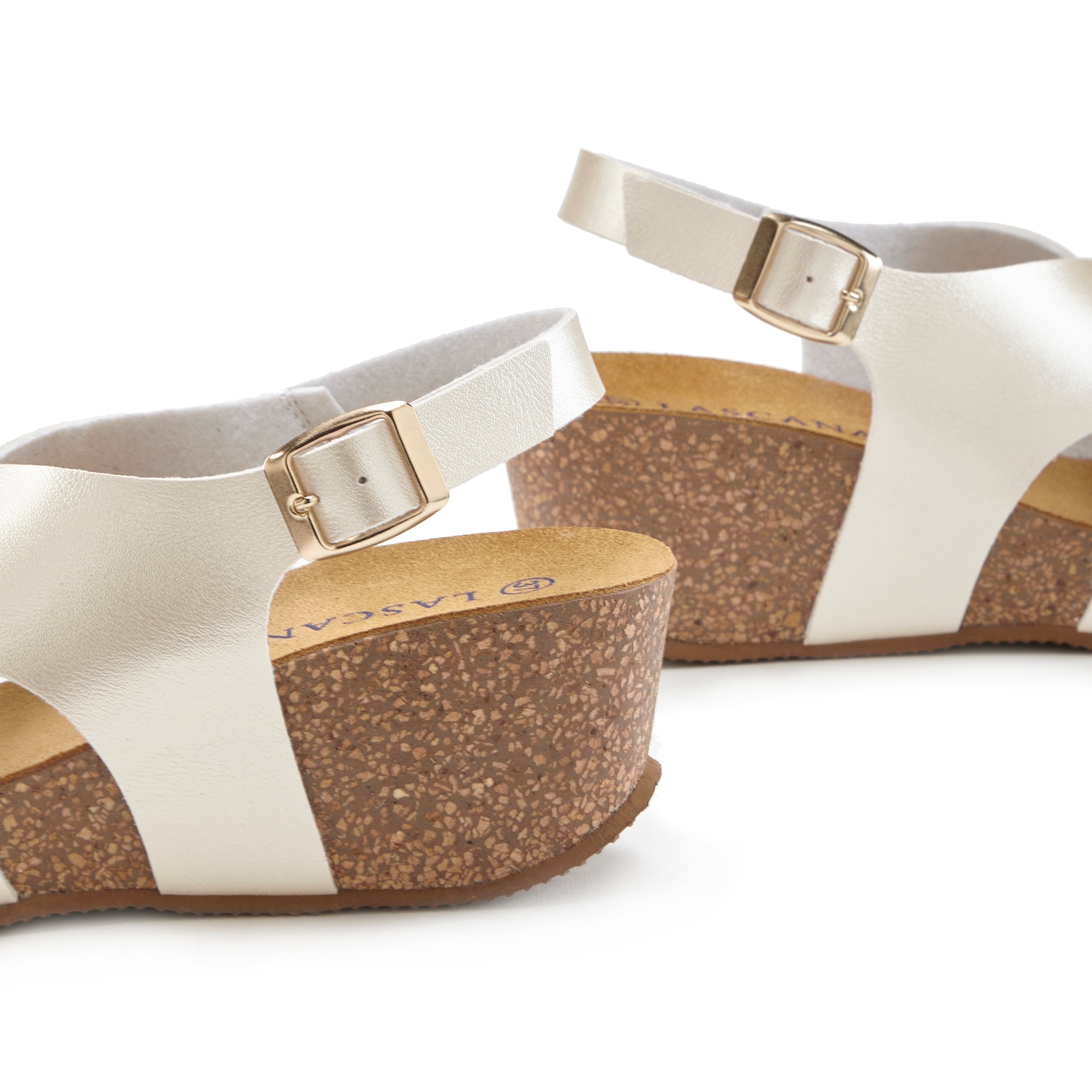 LASCANA Sandalette »Sommerschuh«, Sommerschuh mit Keilabsatz und Korkfußbett