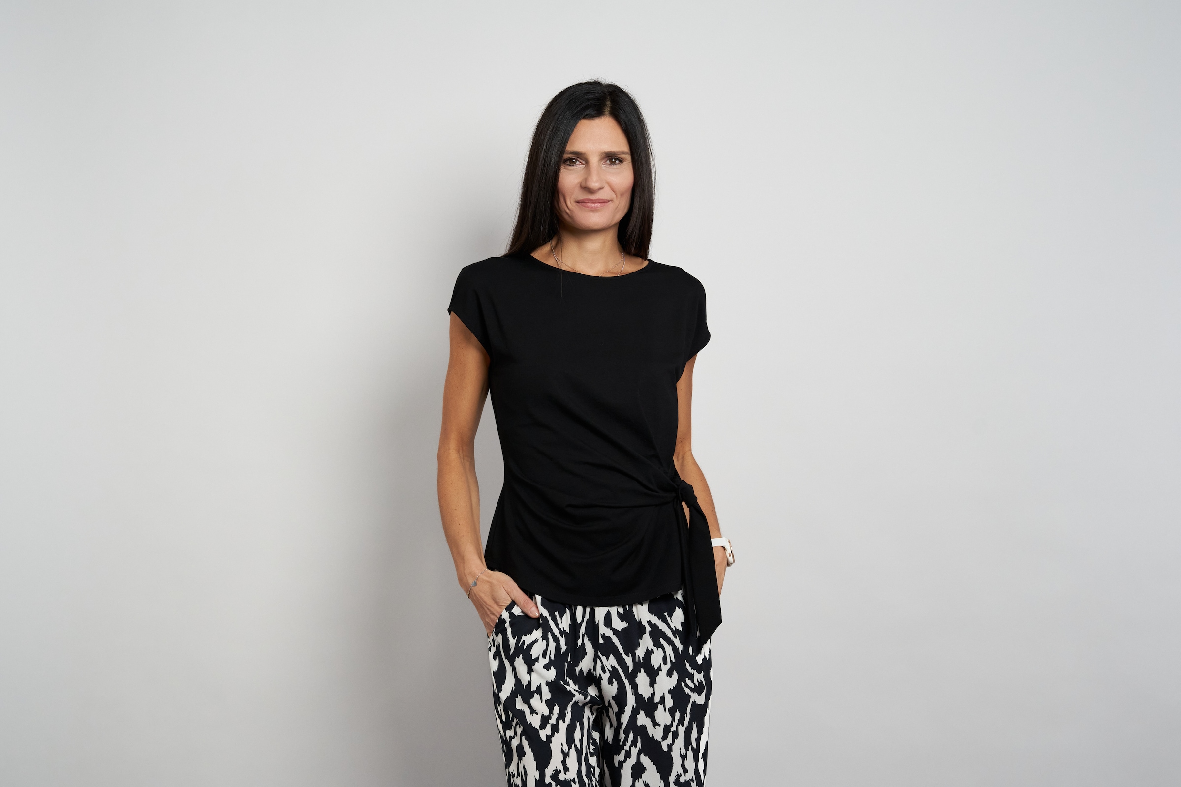 Seidel Moden Kurzarmshirt Rundhals-Shirt mit Knoten-Detail an der Seite - MADE IN GERMANY