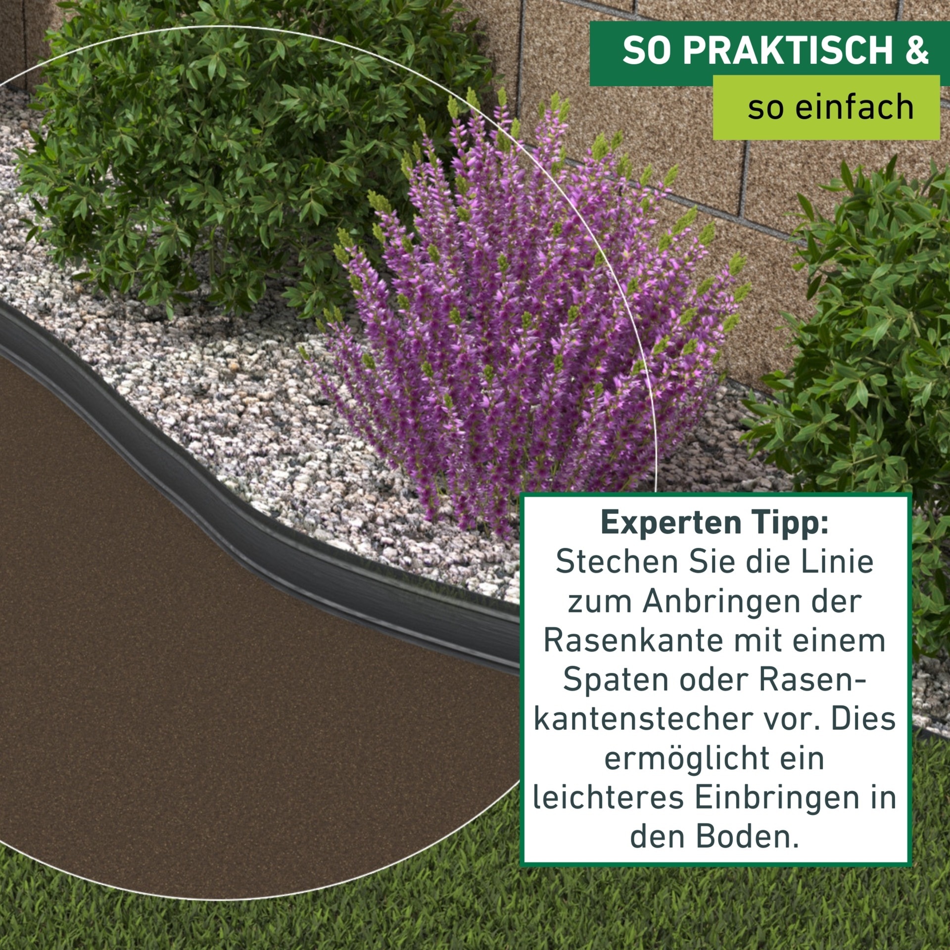 Windhager Rasenkante »und Gestaltungskante aus Kunststoff« biegsame Beetumrandung, 30 Jahre haltbar 12,5 cm x 800 cm, schwarz