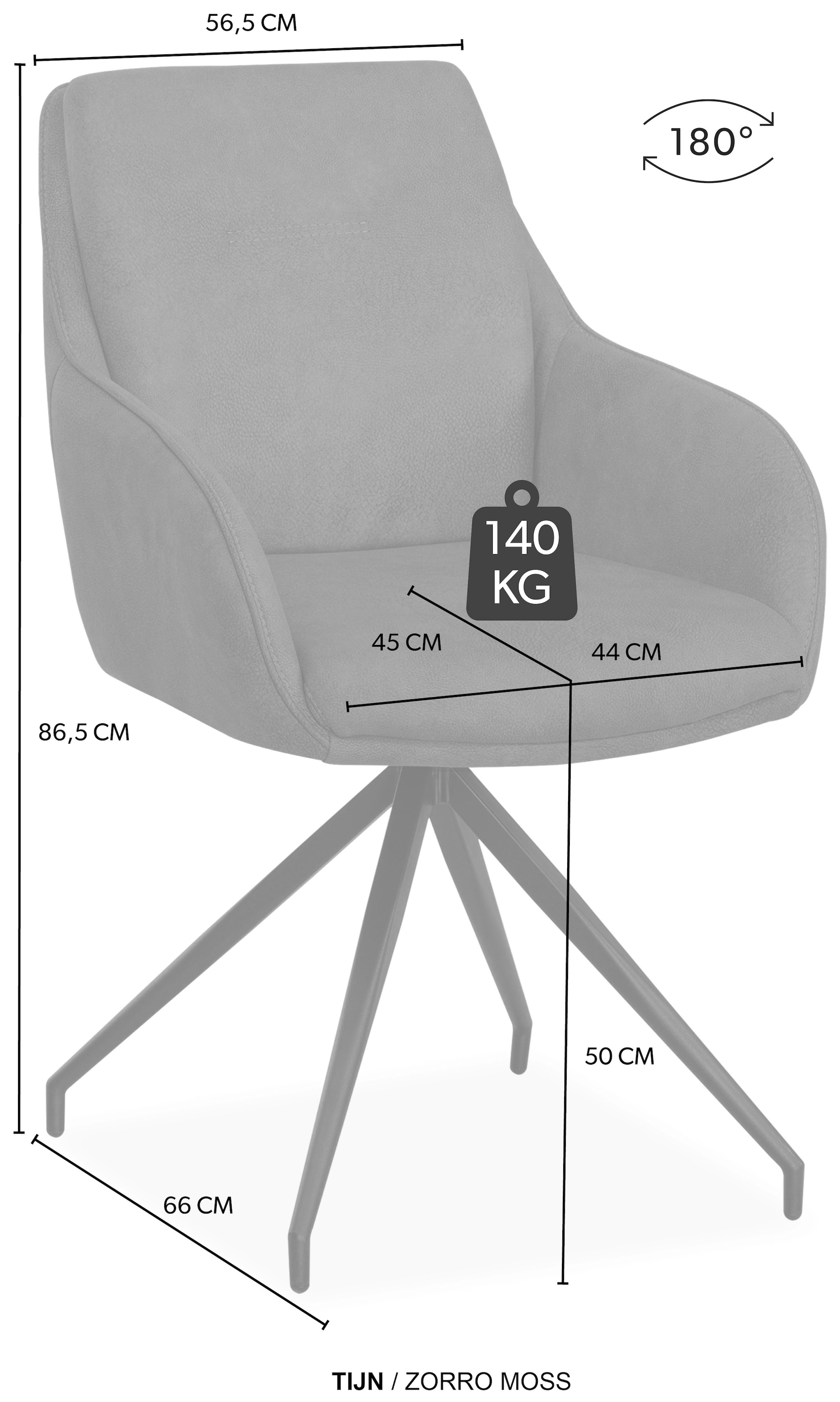 OMG Design Esszimmerstuhl »Tijn«, (Set), 2 St., Stoff, Drehstuhl, Armlehnenstuhl, pflegeleicht